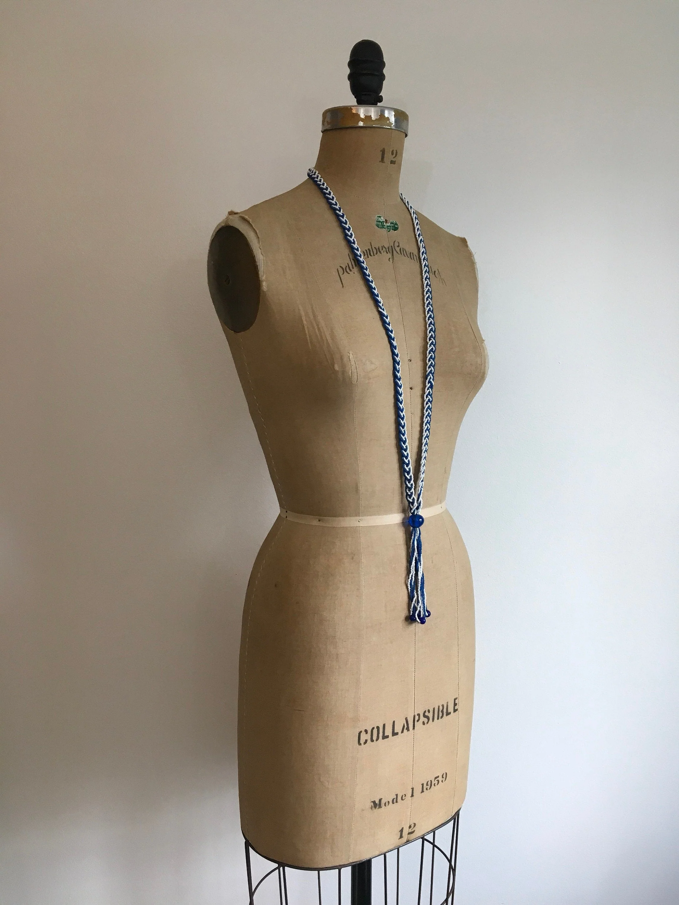 20's Sautoir Lariat Deco Braided and Beaded Rope Necklace - Image 4
