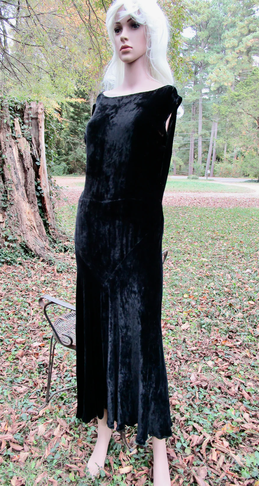 20s Wearable Flapper Black Silk Velvet Dress Bust 40 - Image 10