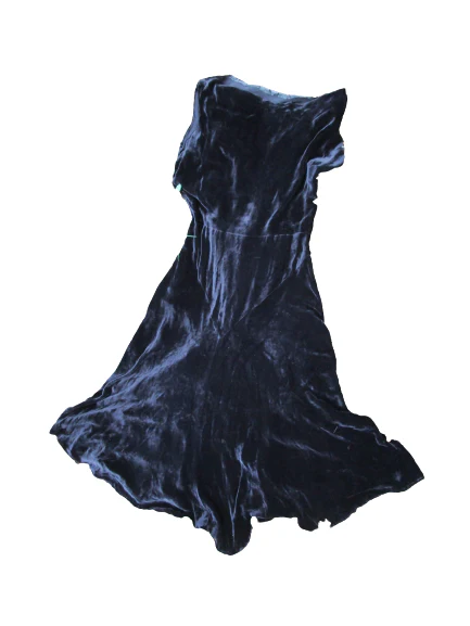 20s Wearable Flapper Black Silk Velvet Dress Bust 40 - Image 4