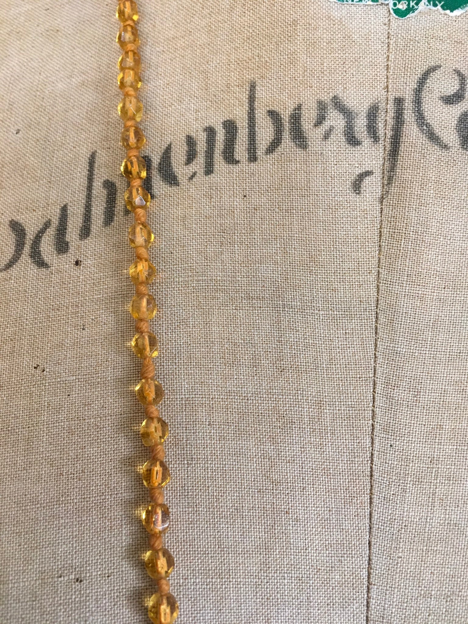 20's Yellow Amber Deco Hand Tied Cut Glass Faceted Beaded Rope Necklace - Image 5