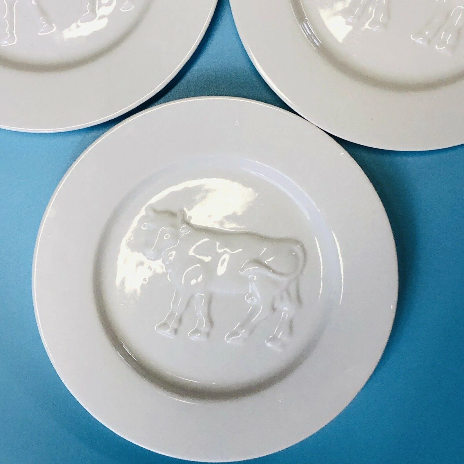 3 La Fromagerie Cheese Plates Farm Animal Cow Sheep Goat Ceramic 7" by BonJour - Image 9