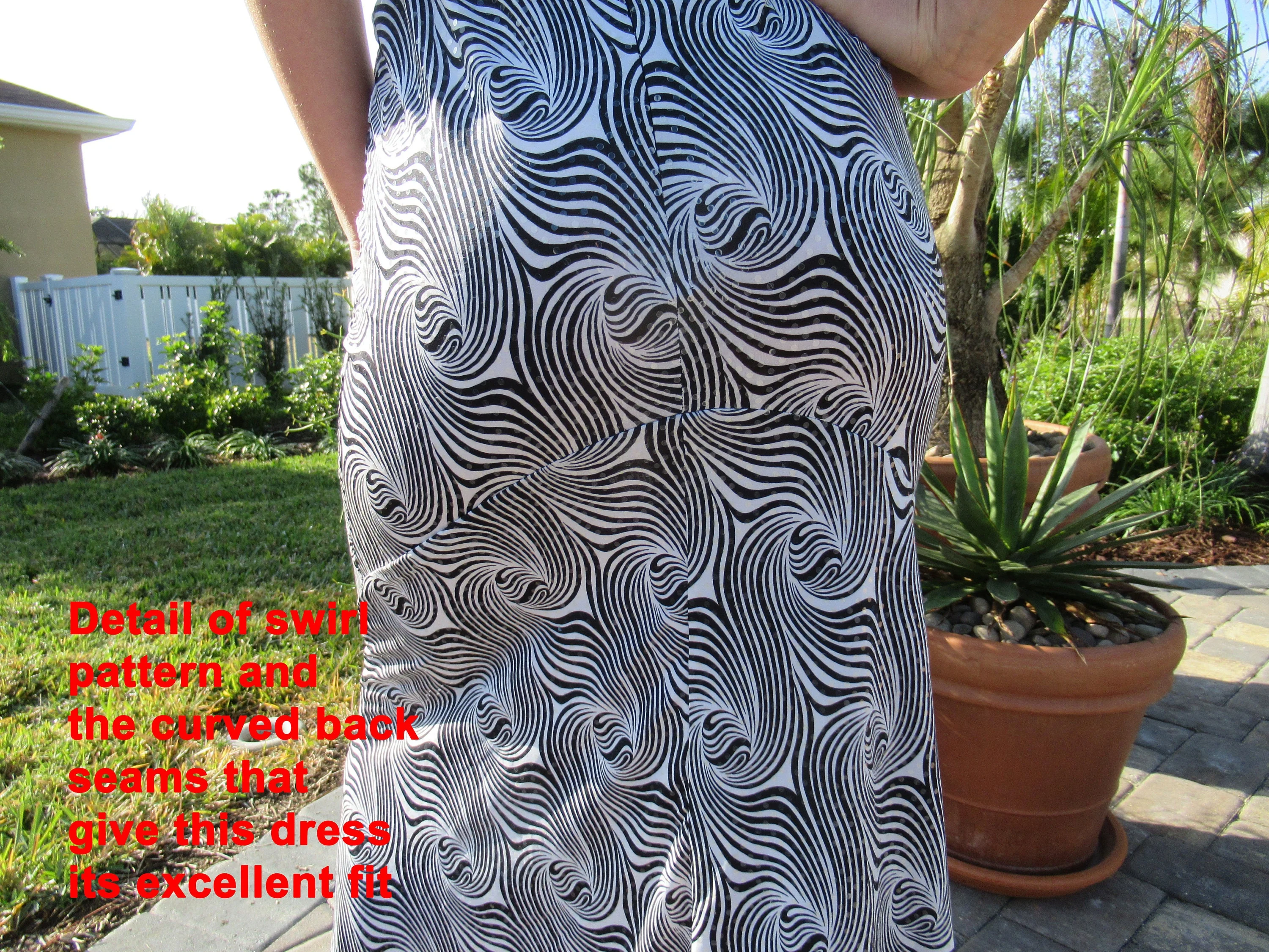 30 - 36 Bust Bodycon Dress Strapless Black and White Swirl Made In Usa Paillette Accents, Back Zip, Poly/spandex Stretch by Jessica Mcclintock - Image 6