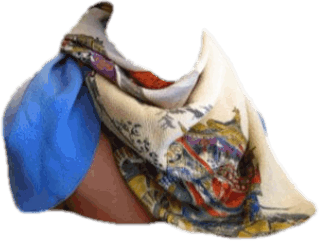 30's/40's Asian Scene Painted Scarf - Image 3