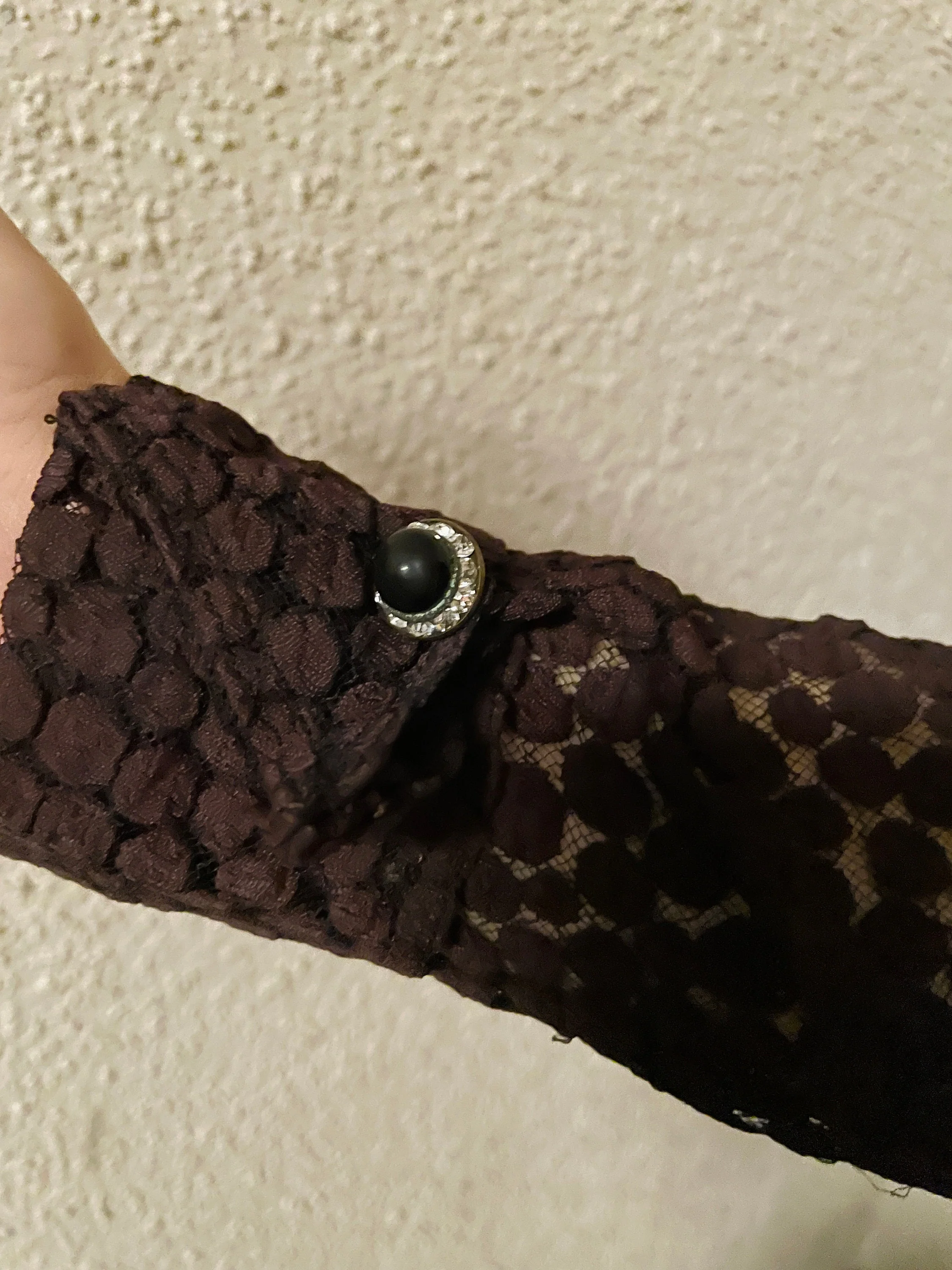 30s 40s Black Sheer Lace Mesh Top - Image 5