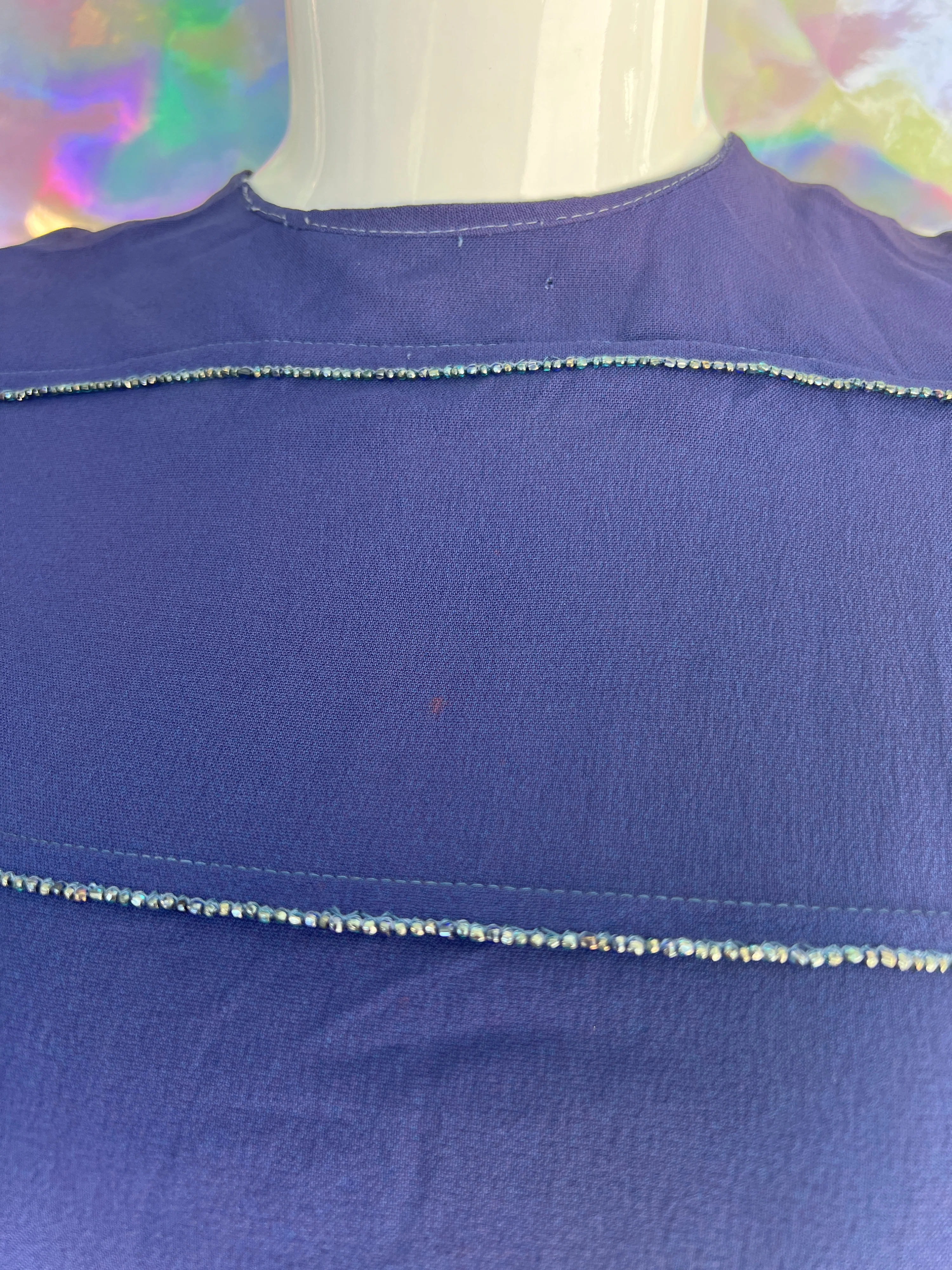 30s/40s Blue Sheath Dress with Metallic Beading by A Graceful Lady - Image 11