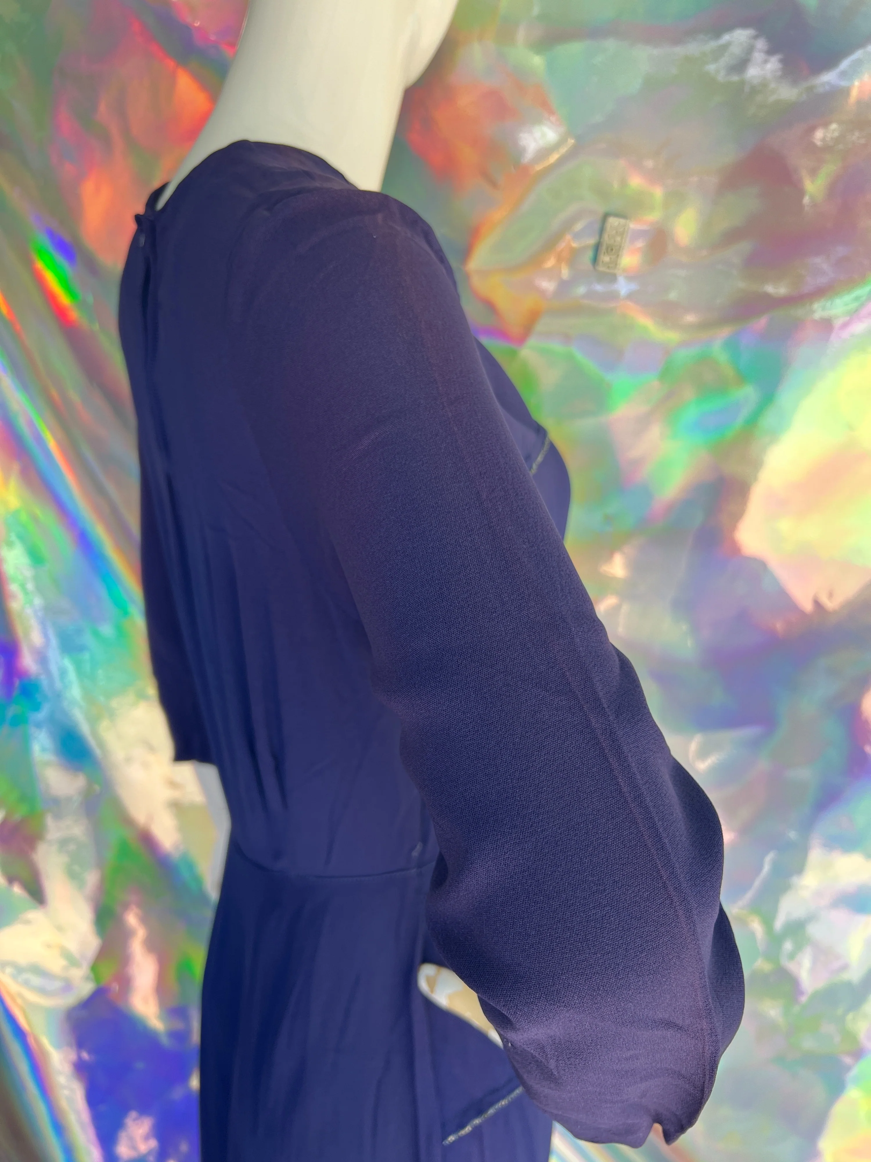 30s/40s Blue Sheath Dress with Metallic Beading by A Graceful Lady - Image 14