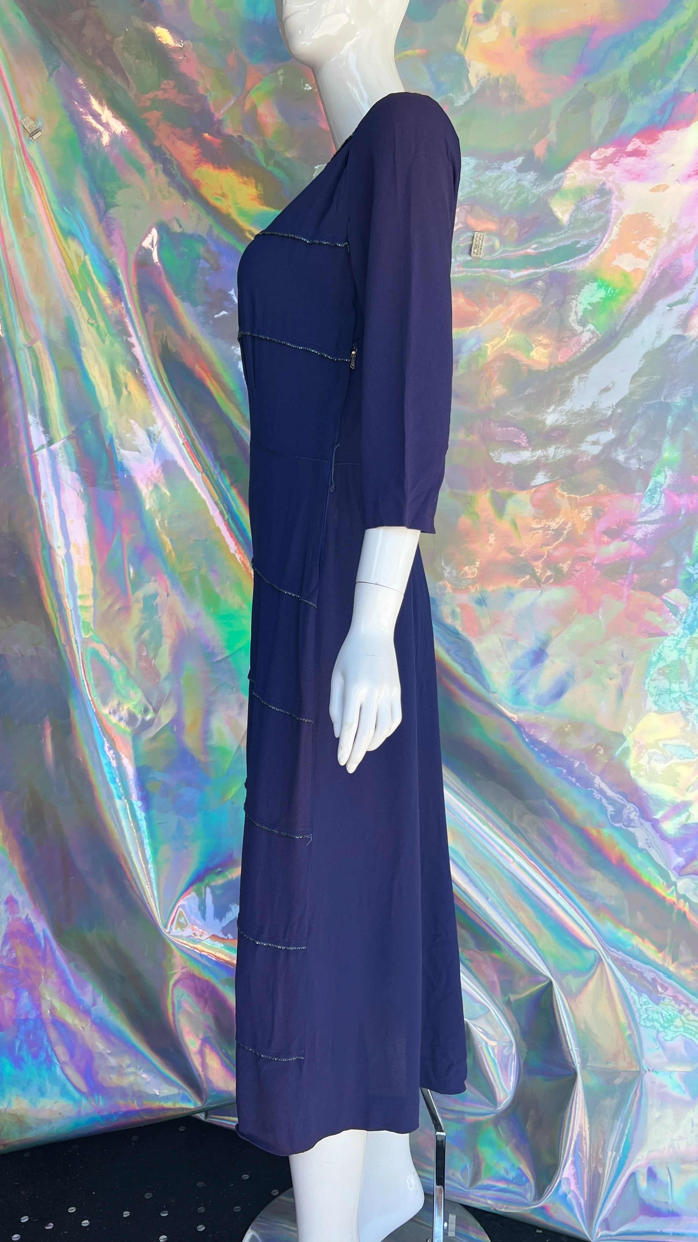 30s/40s Blue Sheath Dress with Metallic Beading by A Graceful Lady - Image 5
