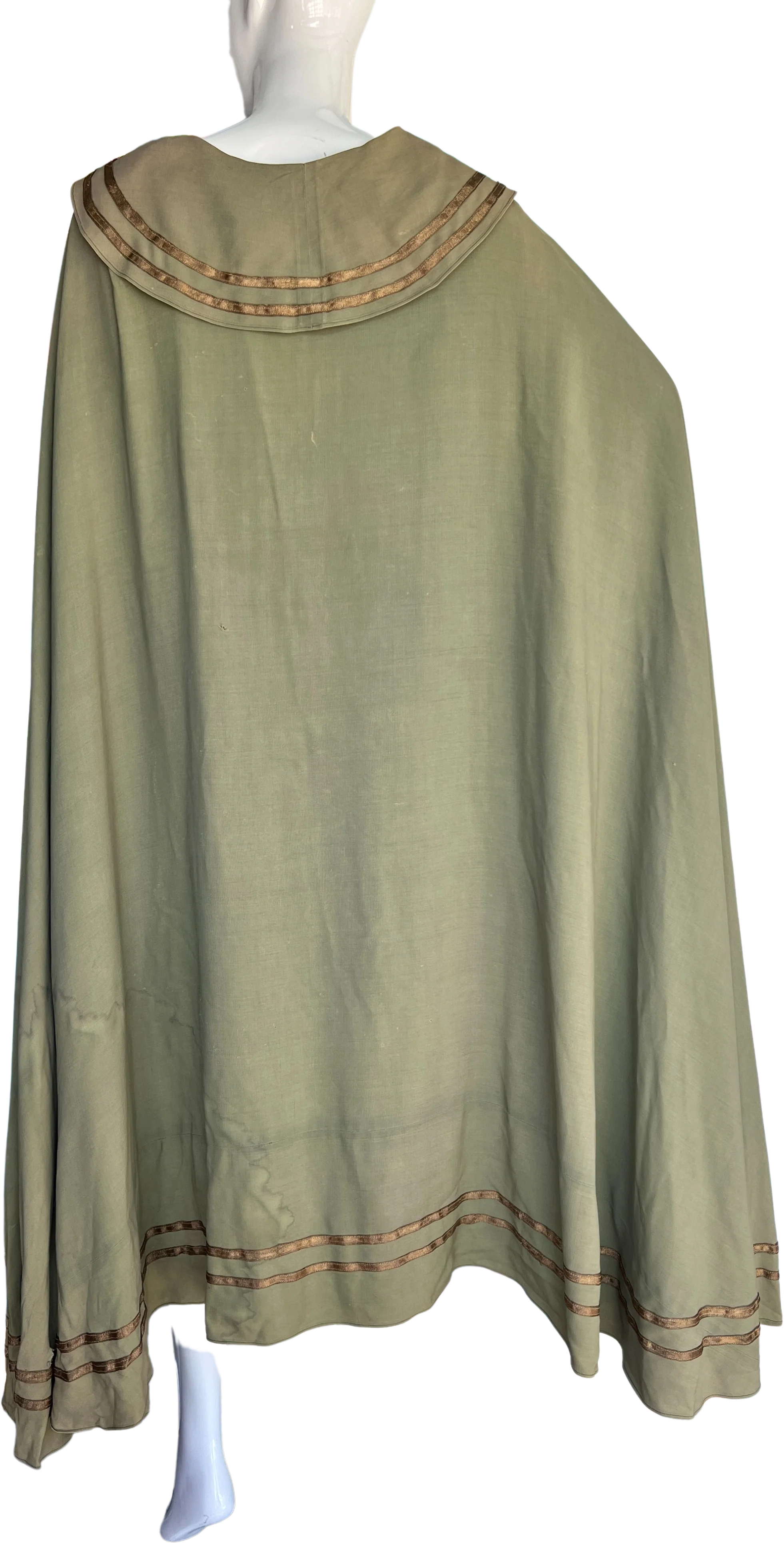 30s/40s Brown Ribboned Green Costume Cape  by Western Costume Co. Hollywood - Image 2