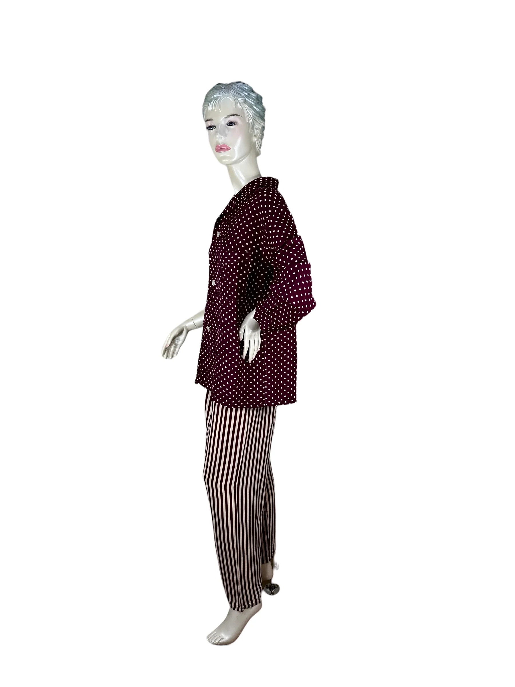 30s/40s Cold Rayon Pajamas Polka Dot And Striped By Manhattan - Image 4