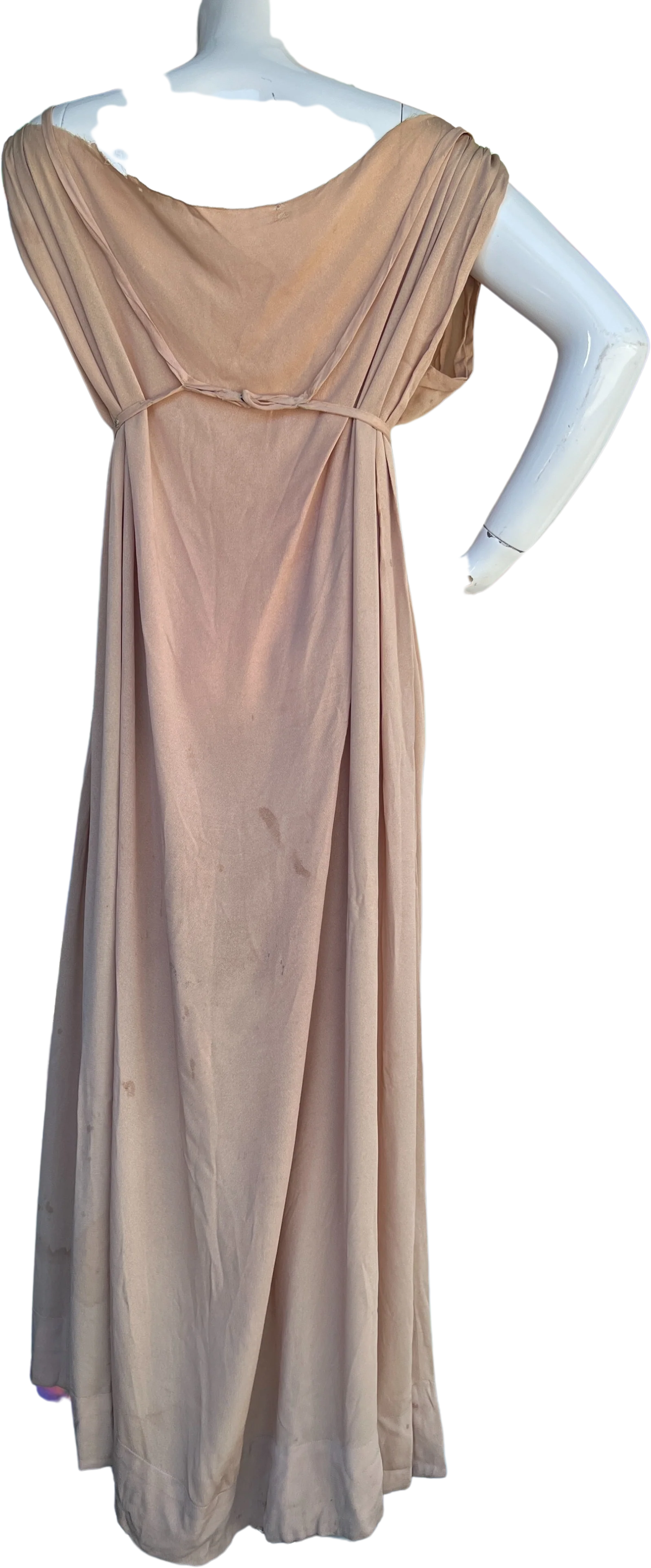 30s/40s Elegant Beige Sleeveless Costume Dress by Western Costume Co. - Image 2