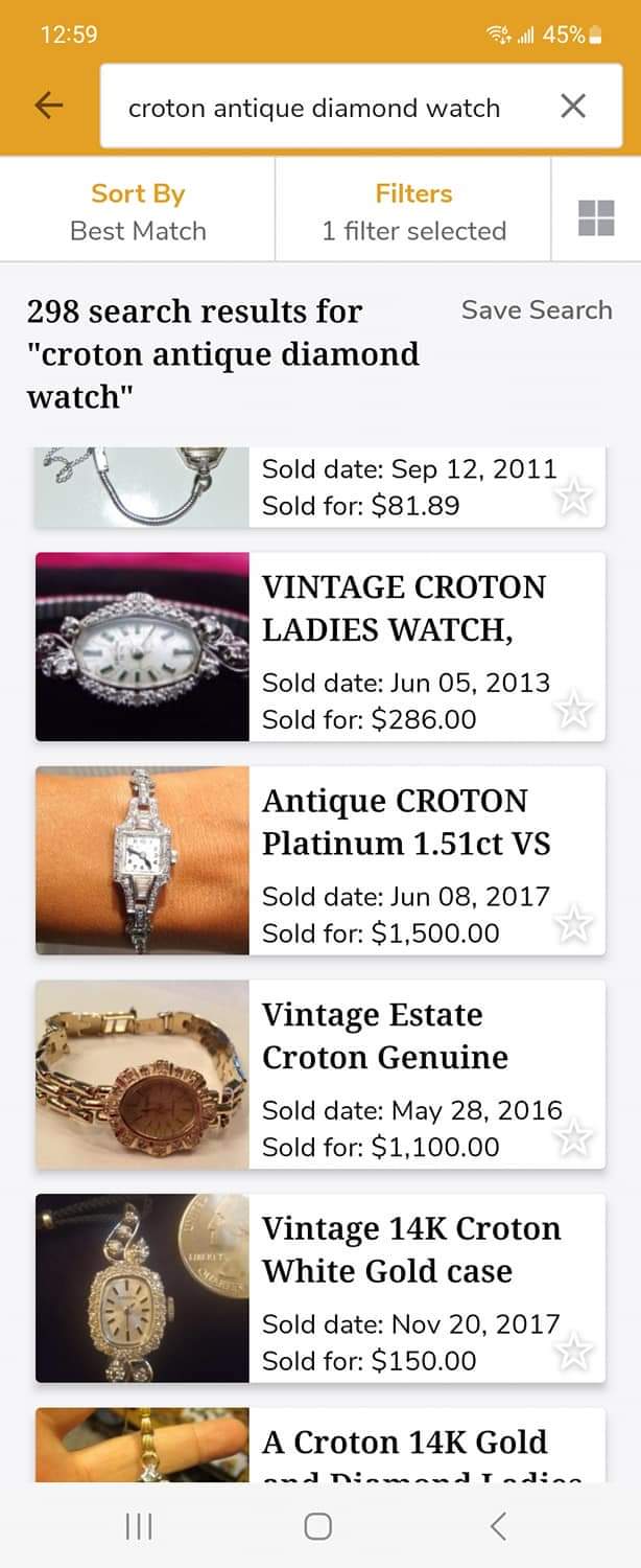 30s/40s Exquisite Platinum Diamond Art Deco Wrist Watch By Croton - Image 15