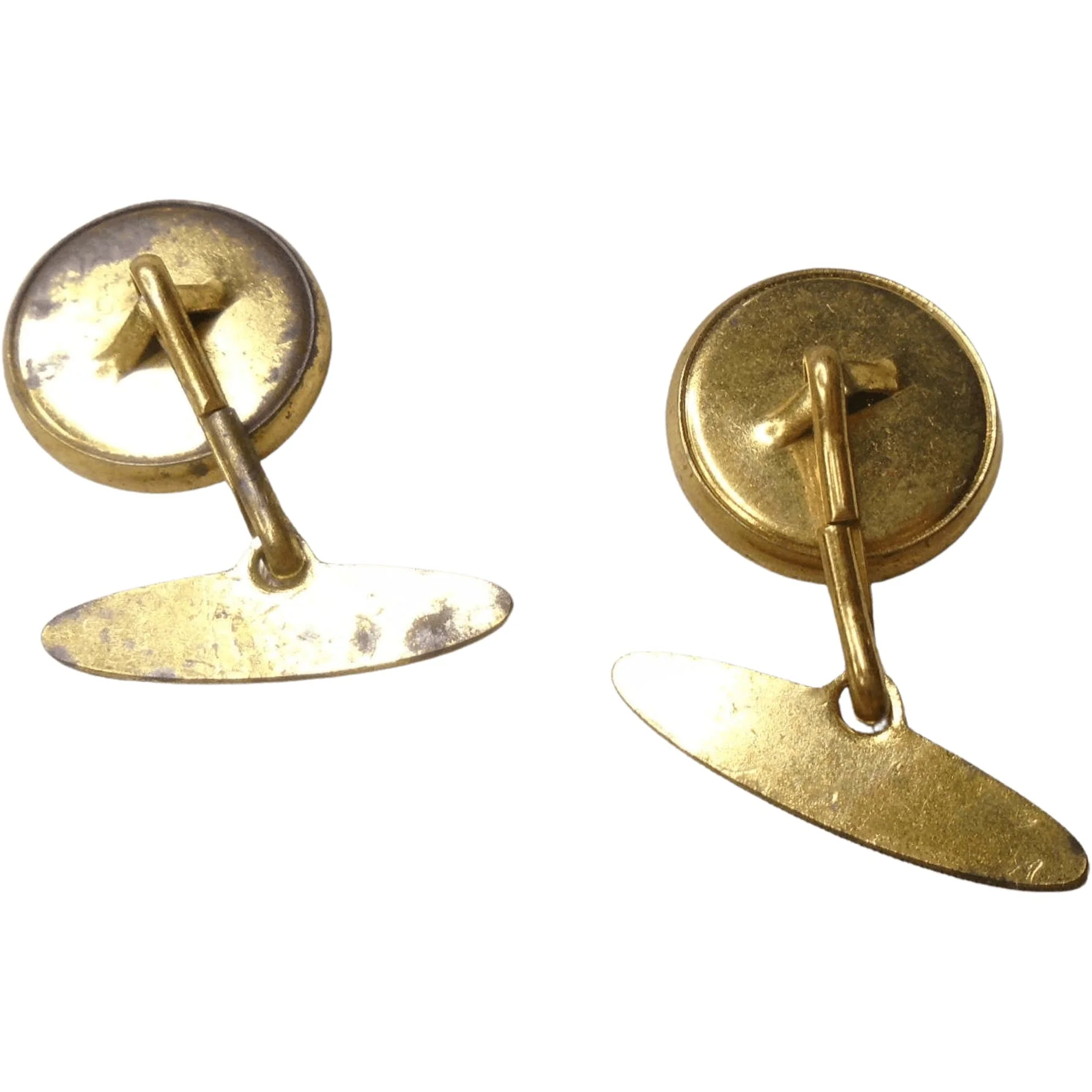 30s/40s Horse Cuff Links Embossed Gilt/ Brass Cufflink Set - Image 2