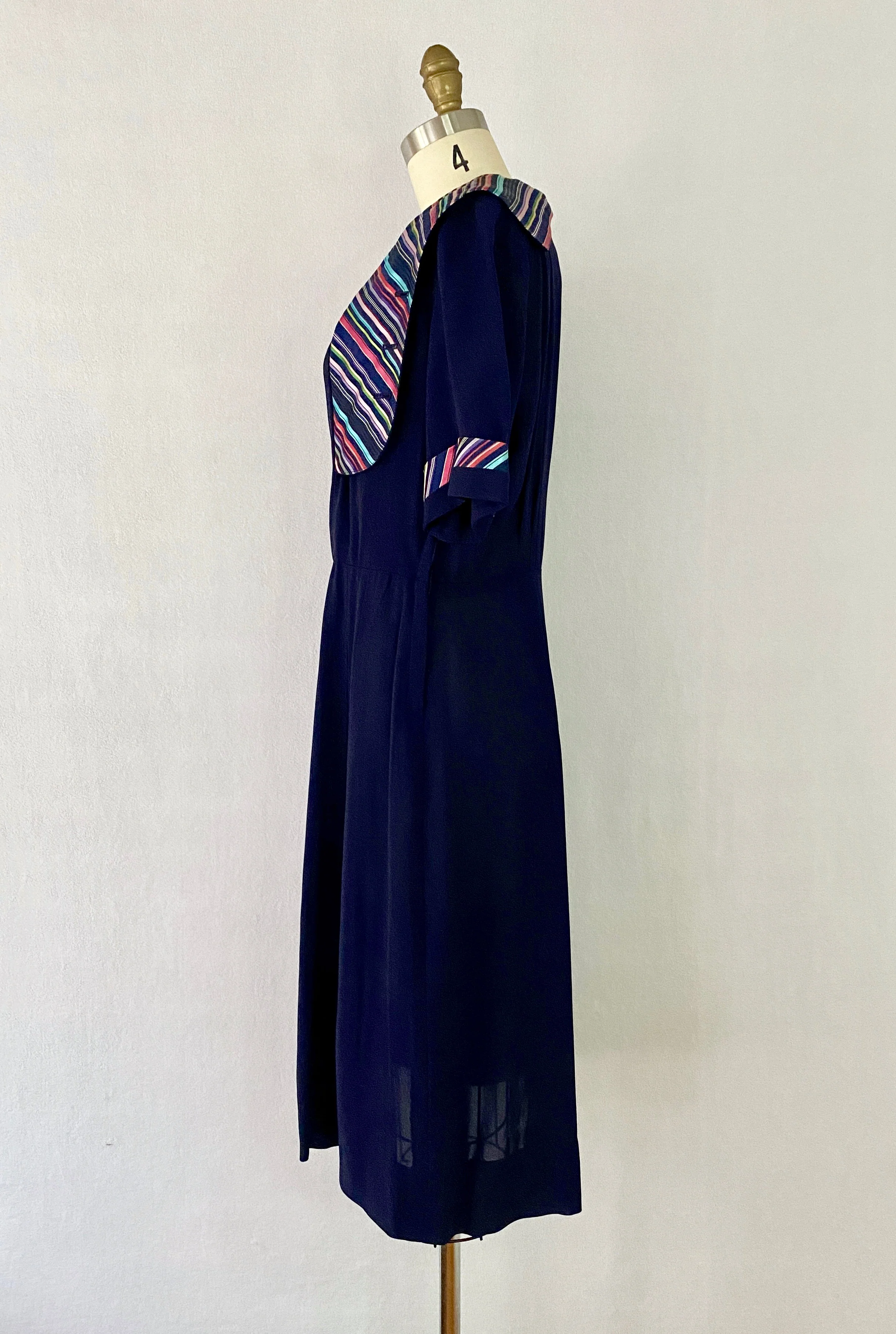 30s/40s Midnight Blue Candy Stripe Dress - Image 8