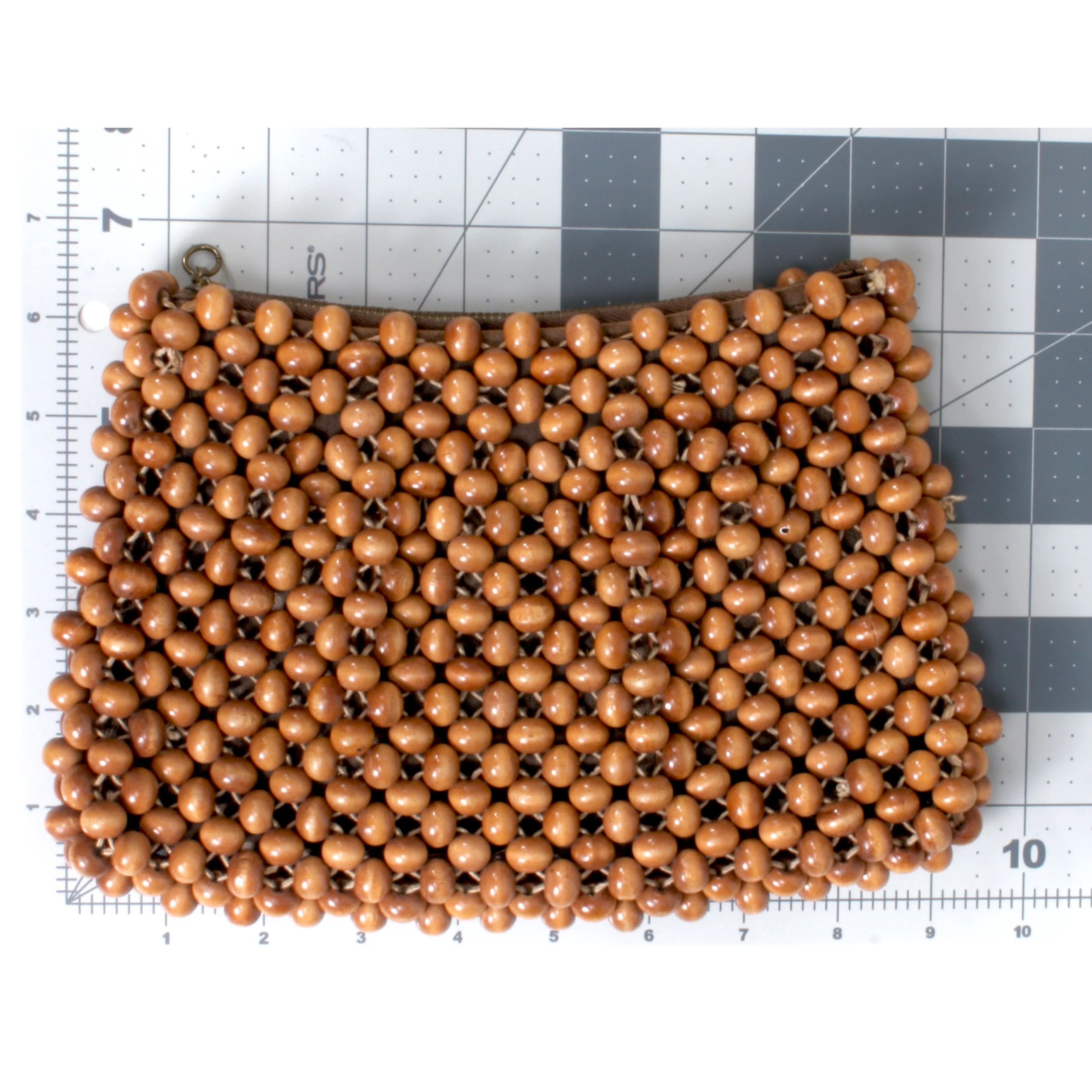 30s/40s Natural Wood Bead Clutch Bag Purse - Image 7