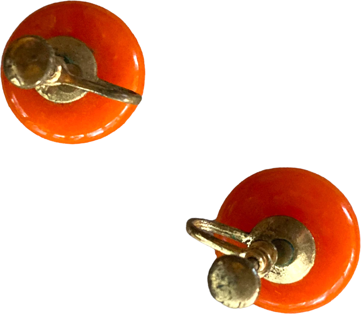 30s/40s Orange Bakelite Screw-back Earrings - Image 2