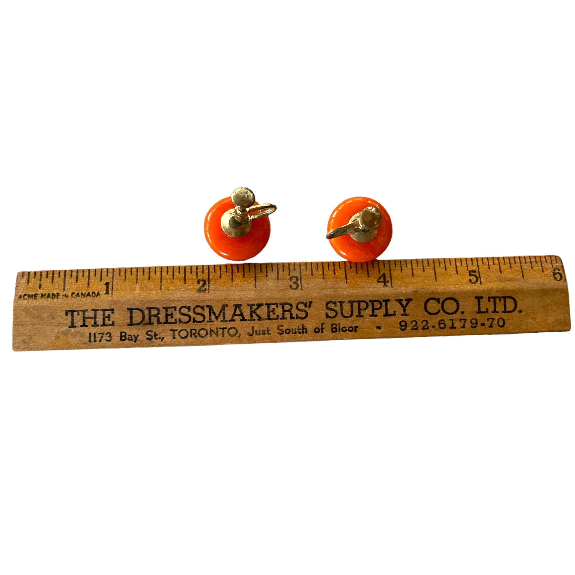 30s/40s Orange Bakelite Screw-back Earrings - Image 4
