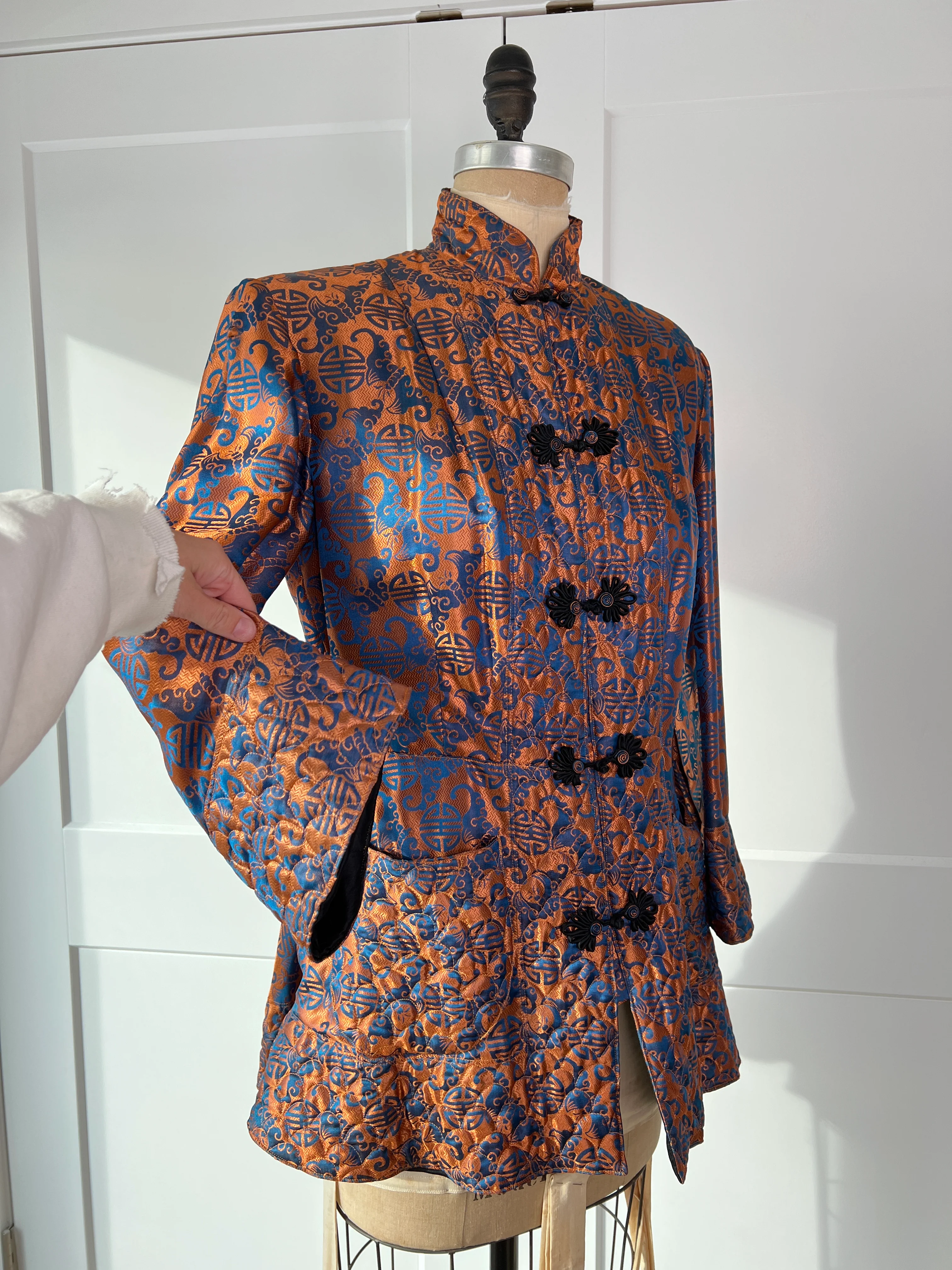 30s/40s Quilted Burnt Orange And Blue Jacket By Owen Bros - Image 10