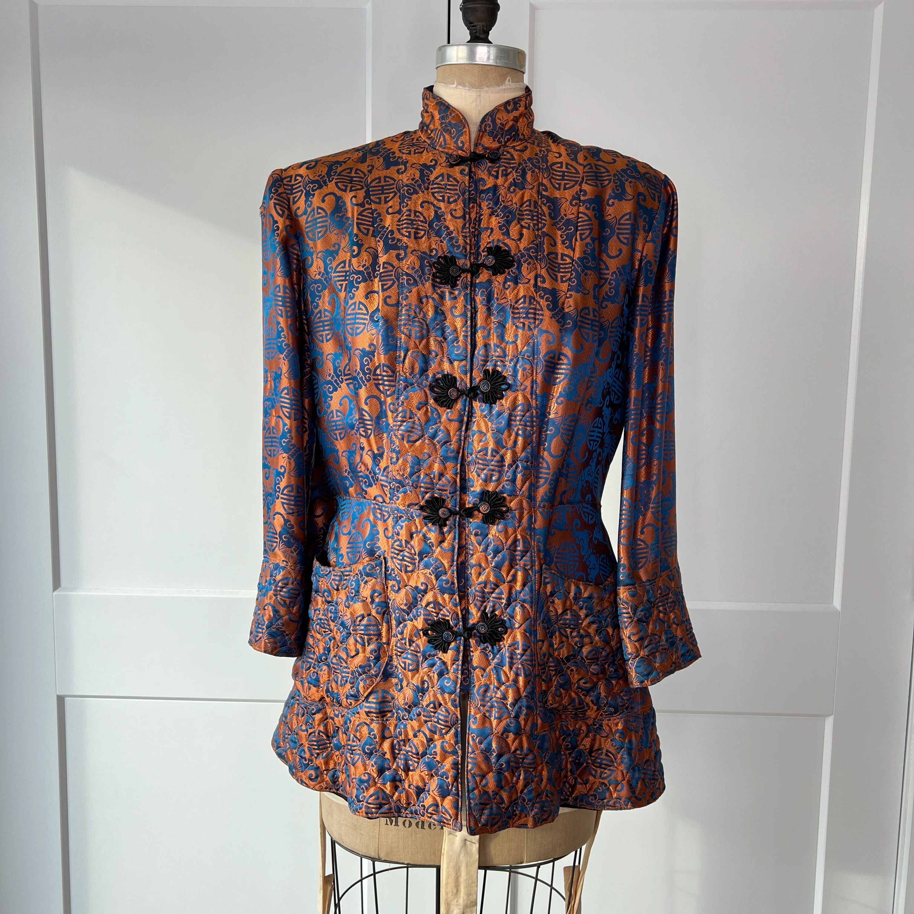 30s/40s Quilted Burnt Orange And Blue Jacket By Owen Bros - Image 3