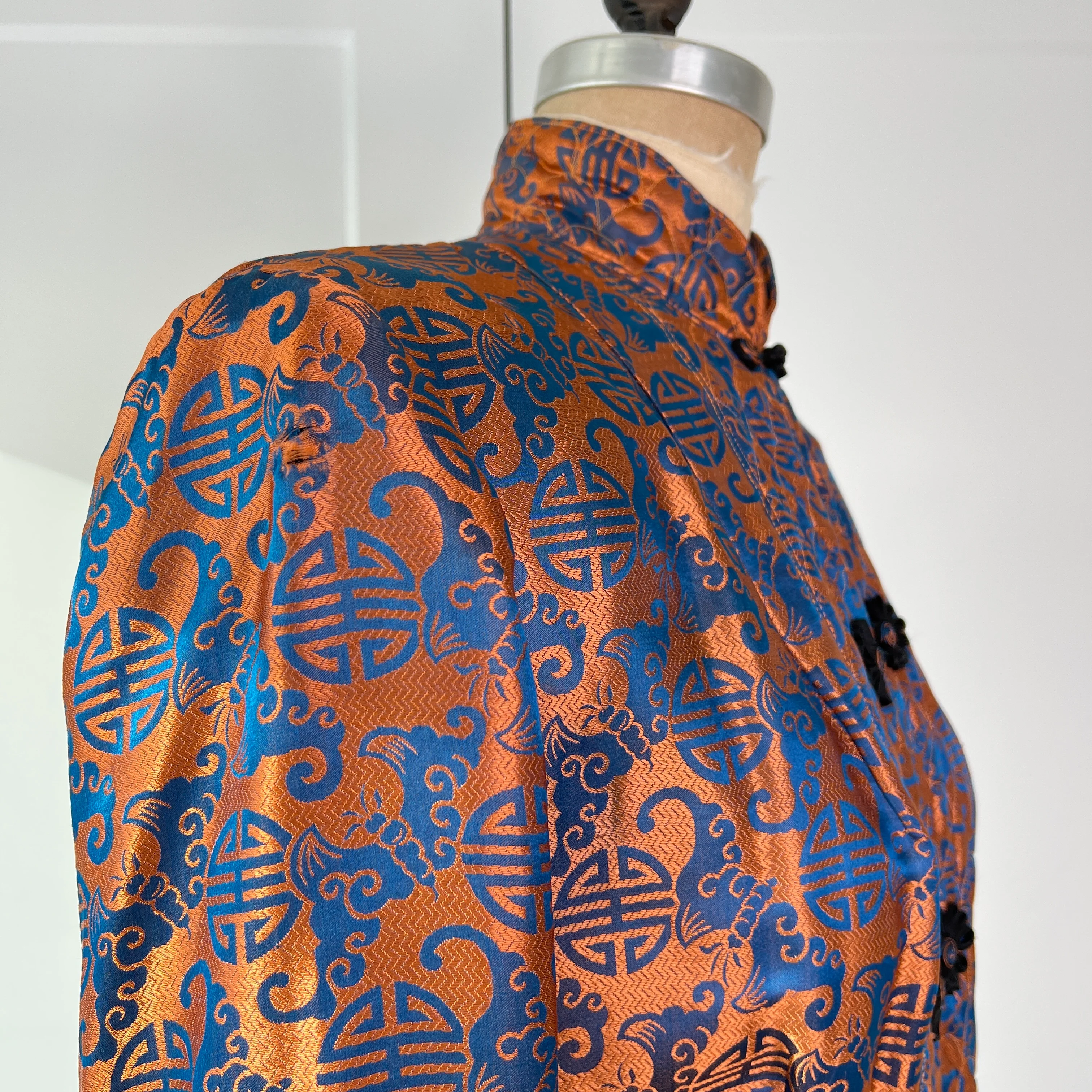 30s/40s Quilted Burnt Orange And Blue Jacket By Owen Bros - Image 4