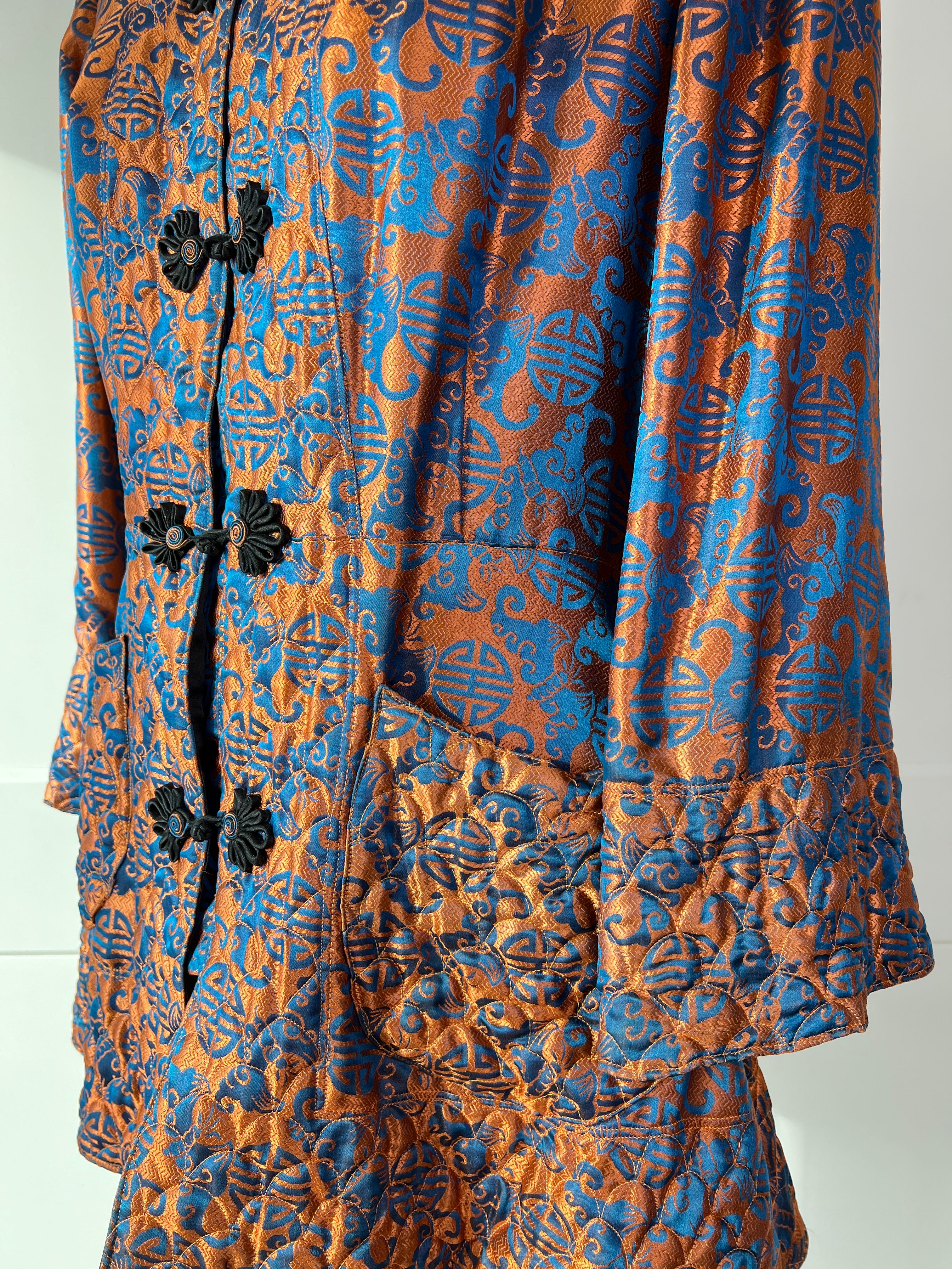 30s/40s Quilted Burnt Orange And Blue Jacket By Owen Bros - Image 6
