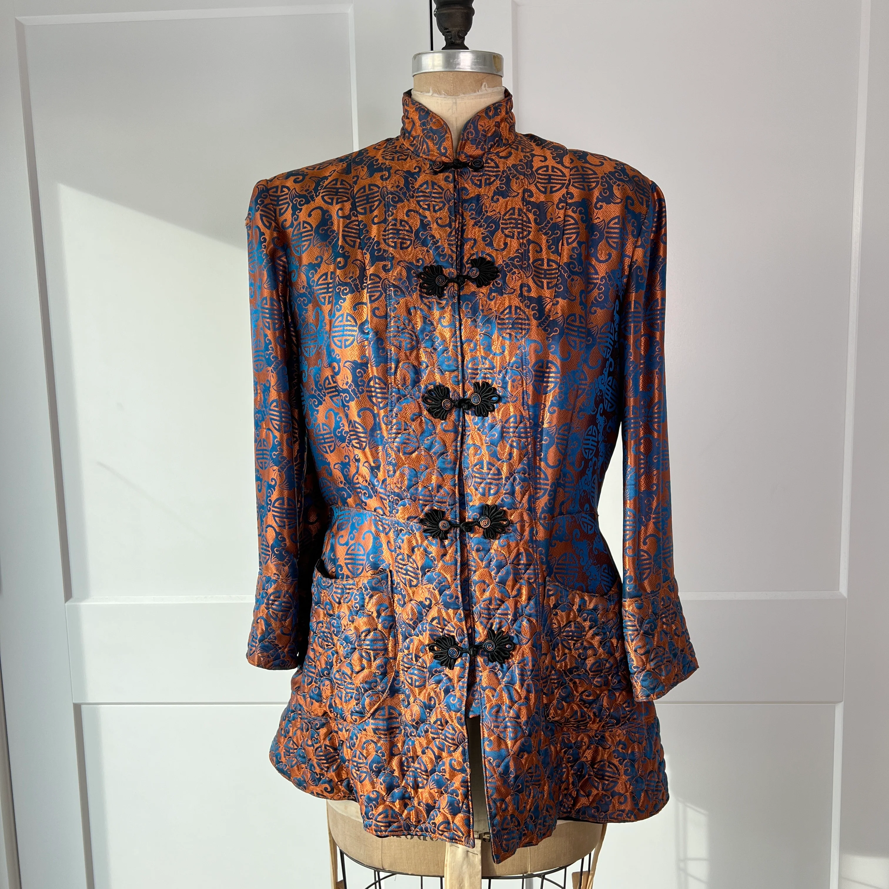 30s/40s Quilted Burnt Orange And Blue Jacket By Owen Bros - Image 9