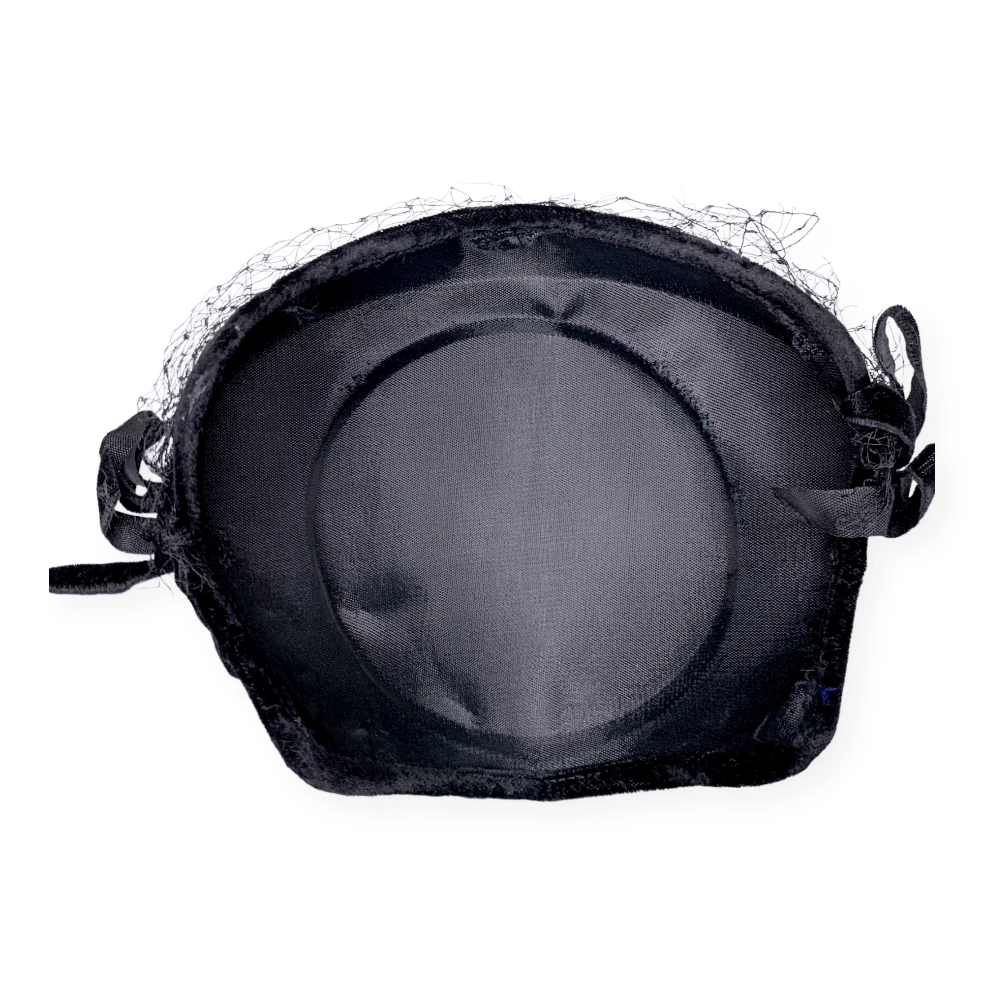 30s/40s Velvet Iridescent Sequin Skull Cap Cocktail Hat - Image 8