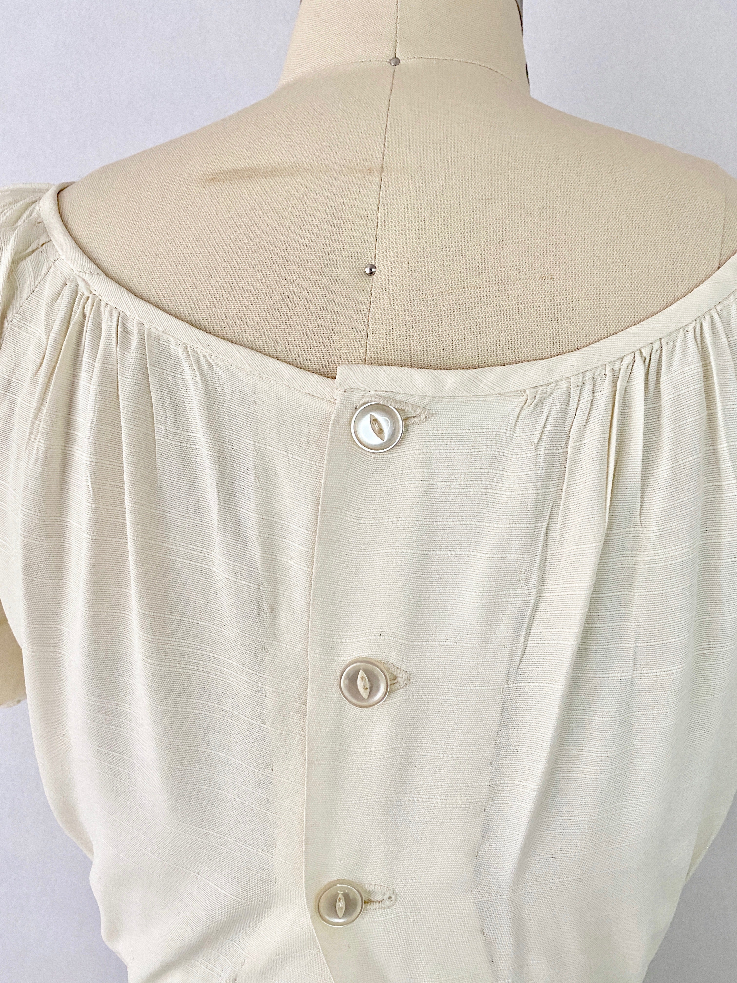 30s/40s White Button Up Dress - Image 10