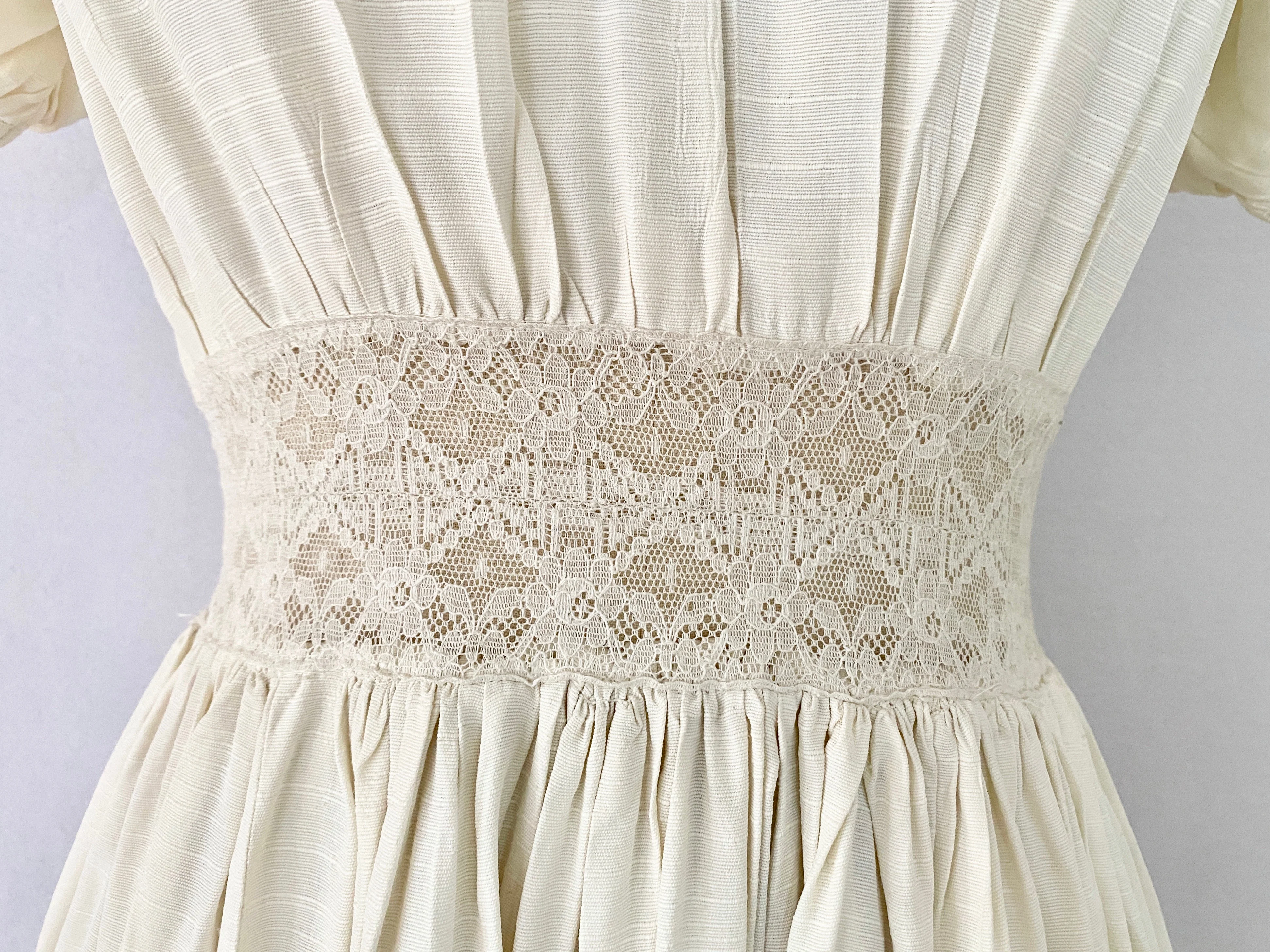 30s/40s White Button Up Dress - Image 8