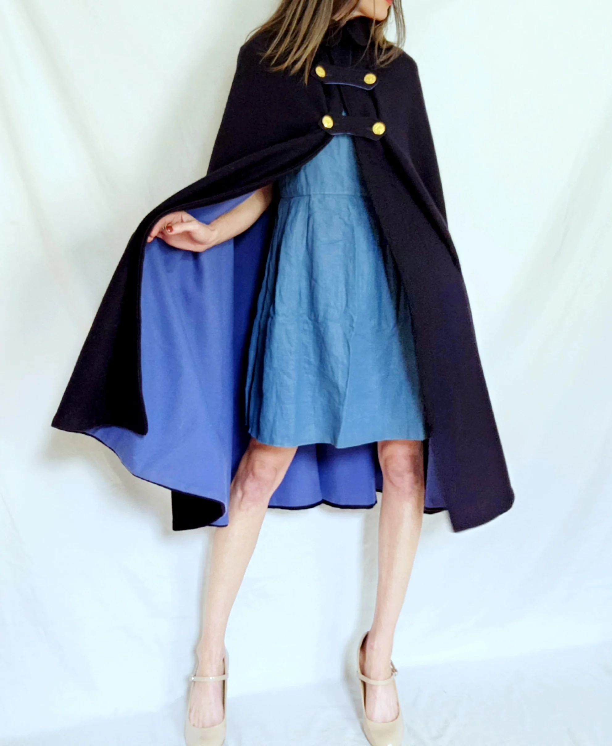 30s/40s Wwii Era Long Navy Blue Wool Nurse Uniform Cape By Cd Williams & Company - Image 11