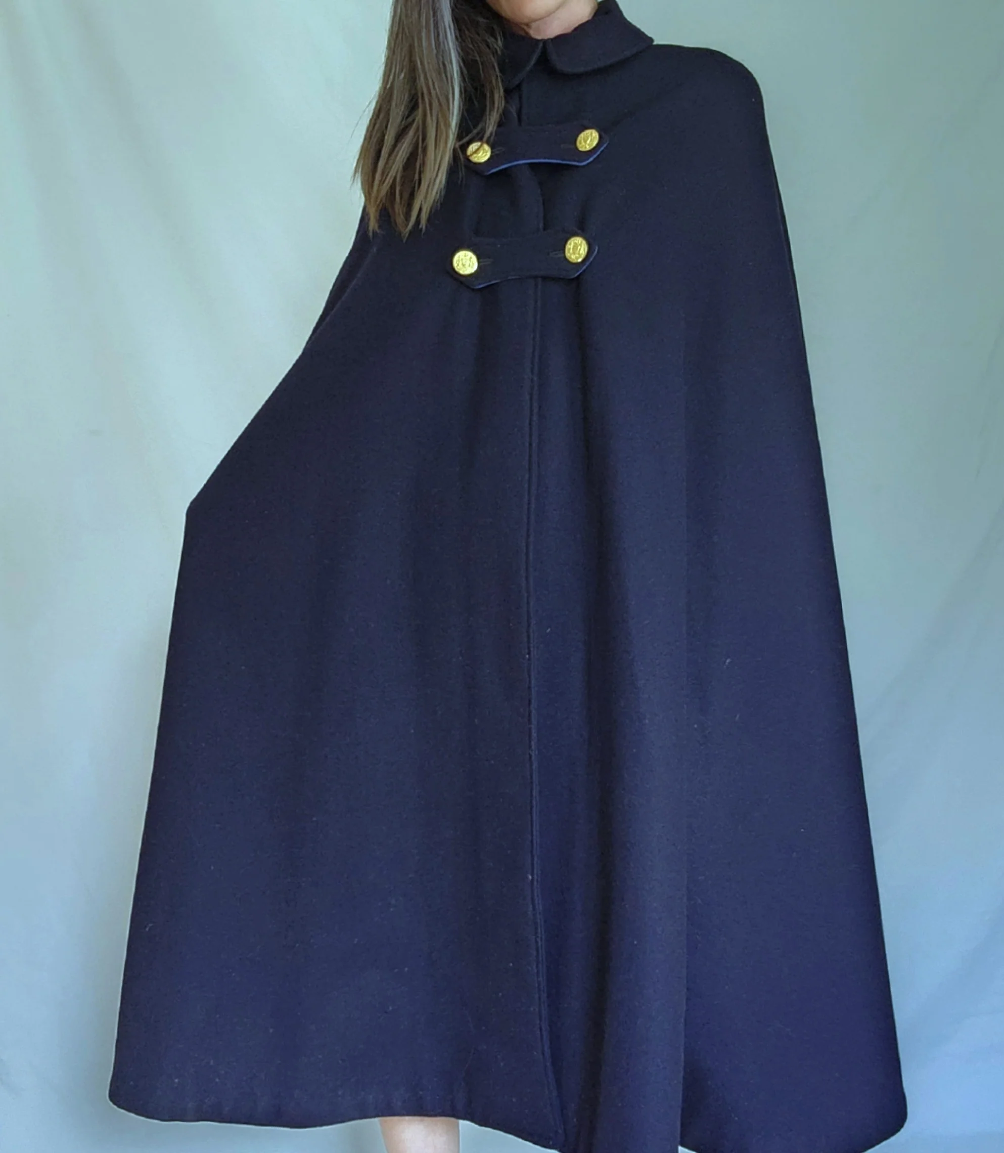 30s/40s Wwii Era Long Navy Blue Wool Nurse Uniform Cape By Cd Williams & Company - Image 7