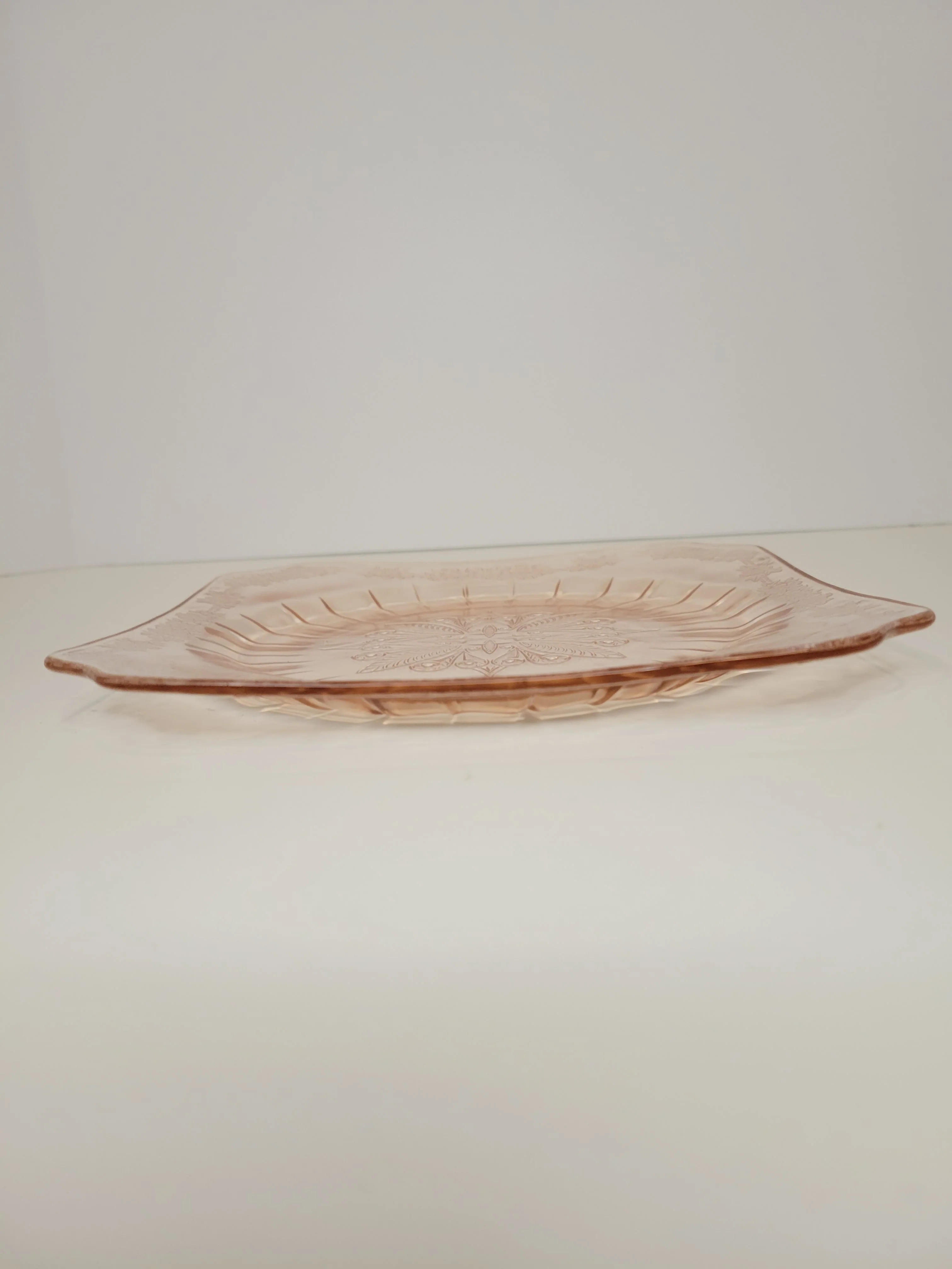 30s Adam Pink Depression Glass Square Plate Platter By Jeanette Glass - Image 8