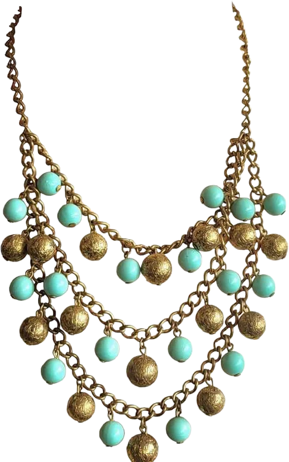 30s Art Deco Gilt Festoon Glass Necklace