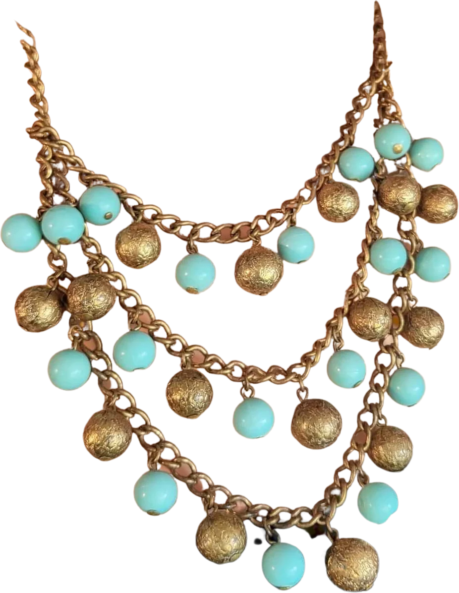 30s Art Deco Gilt Festoon Glass Necklace - Image 3