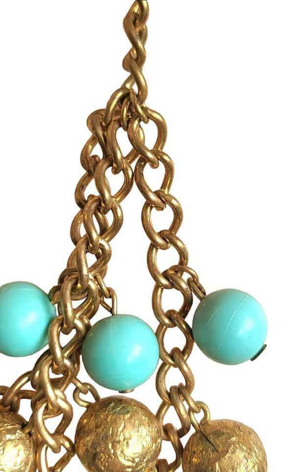 30s Art Deco Gilt Festoon Glass Necklace - Image 4