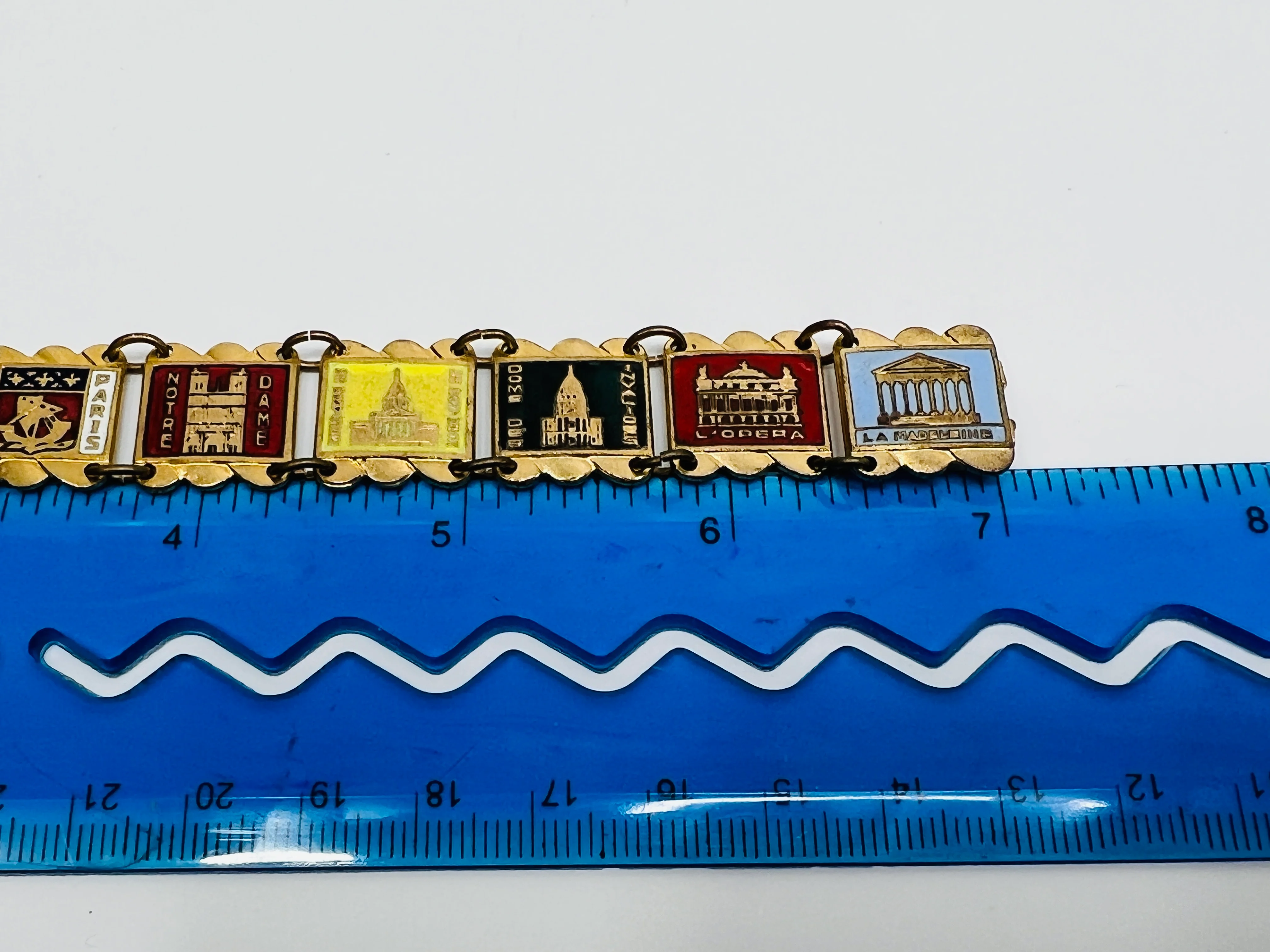 30s Art Deco Paris France Landmarks Bracelet 7 In - Image 11