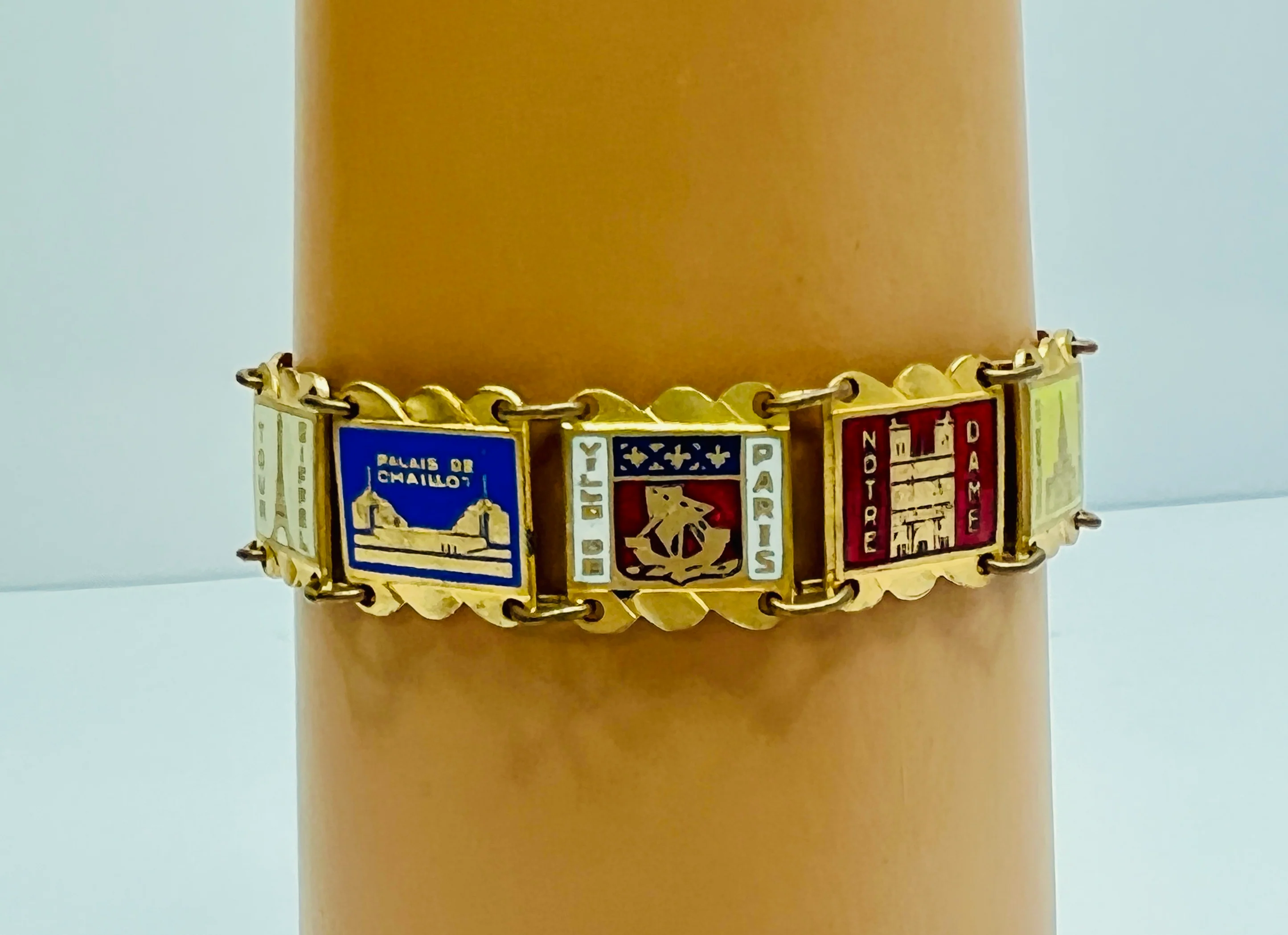 30s Art Deco Paris France Landmarks Bracelet 7 In - Image 6