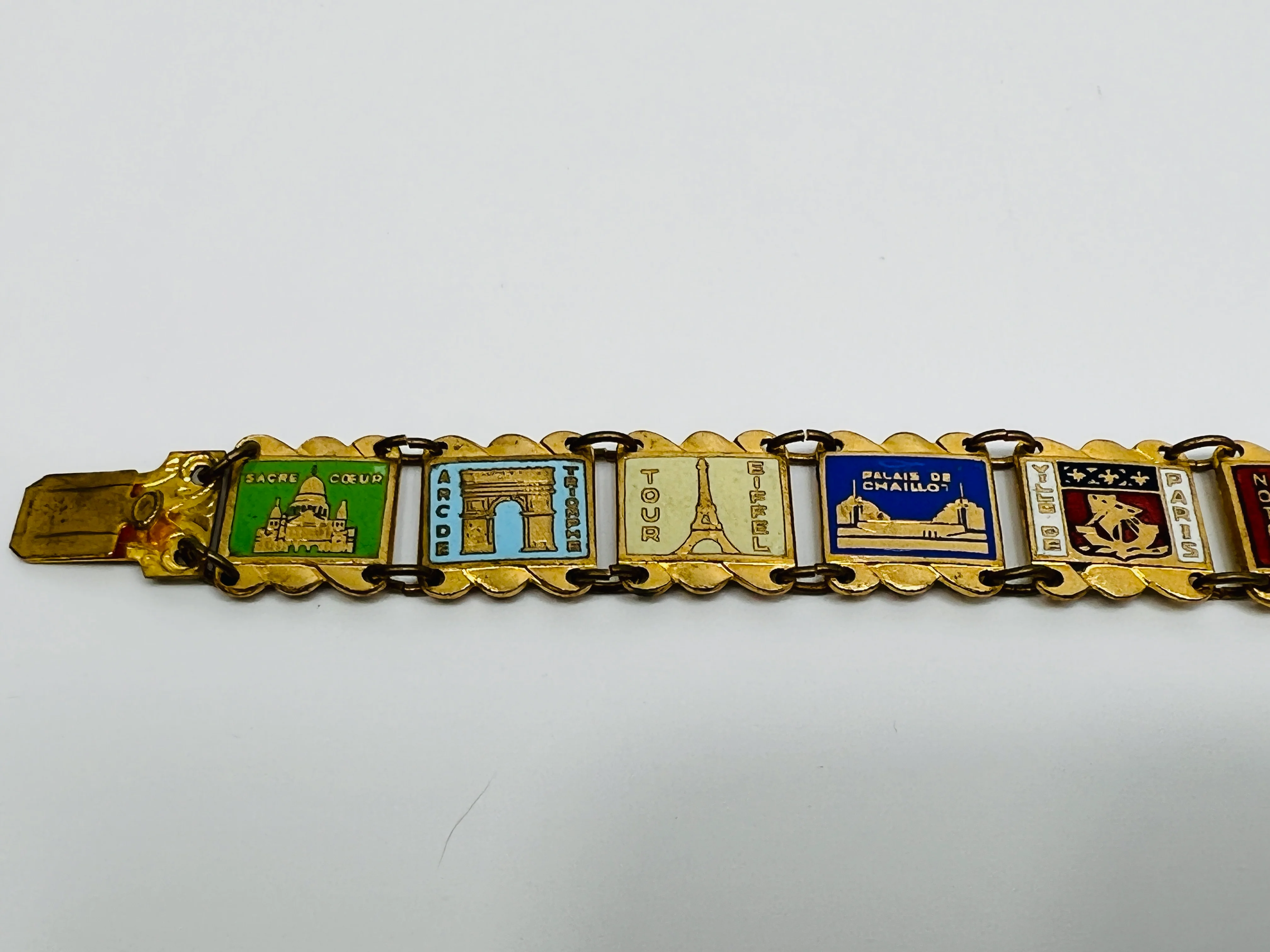 30s Art Deco Paris France Landmarks Bracelet 7 In - Image 9