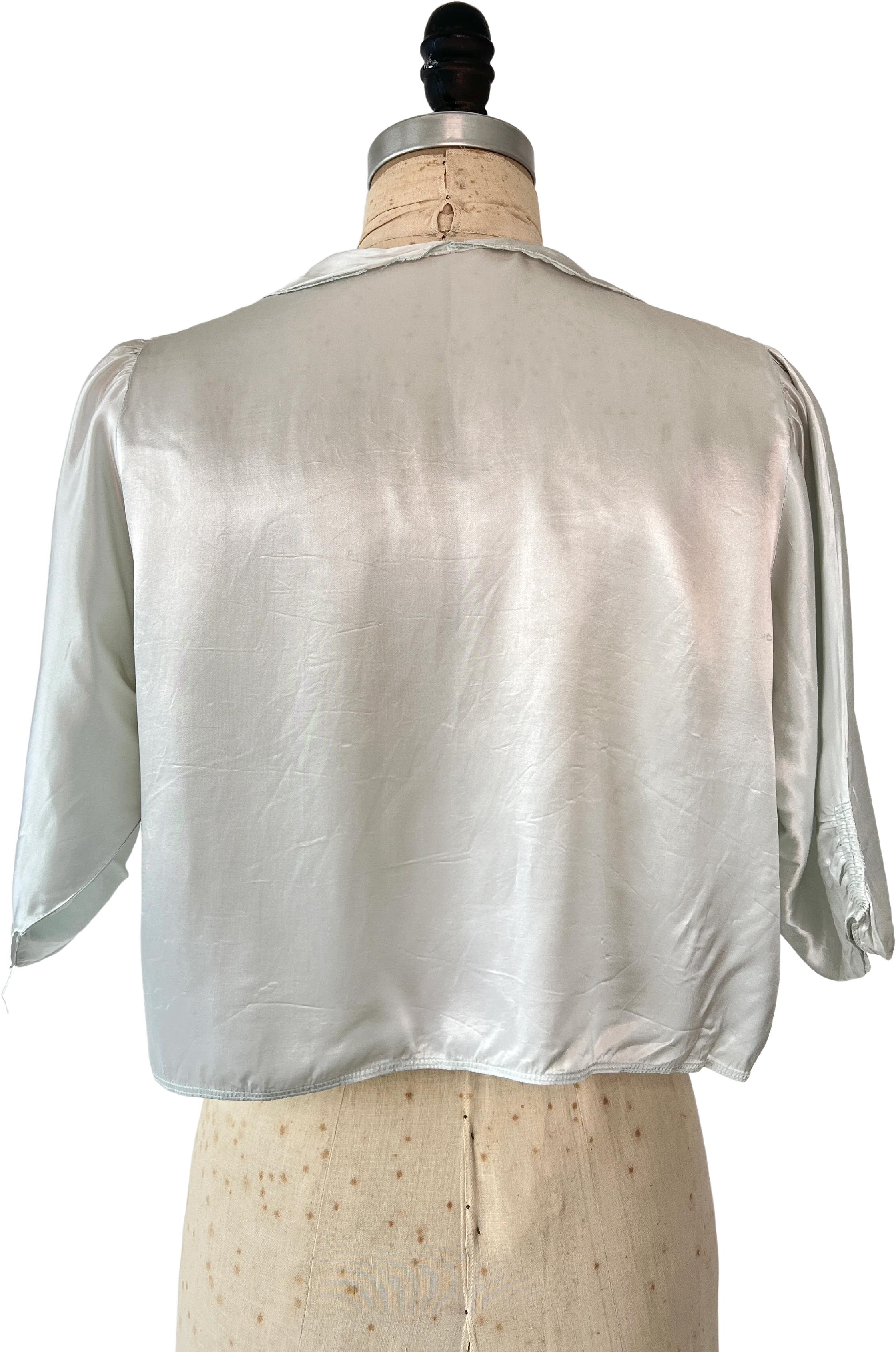 30s Baby Blue Silk Lingerie Blouse - Image 2