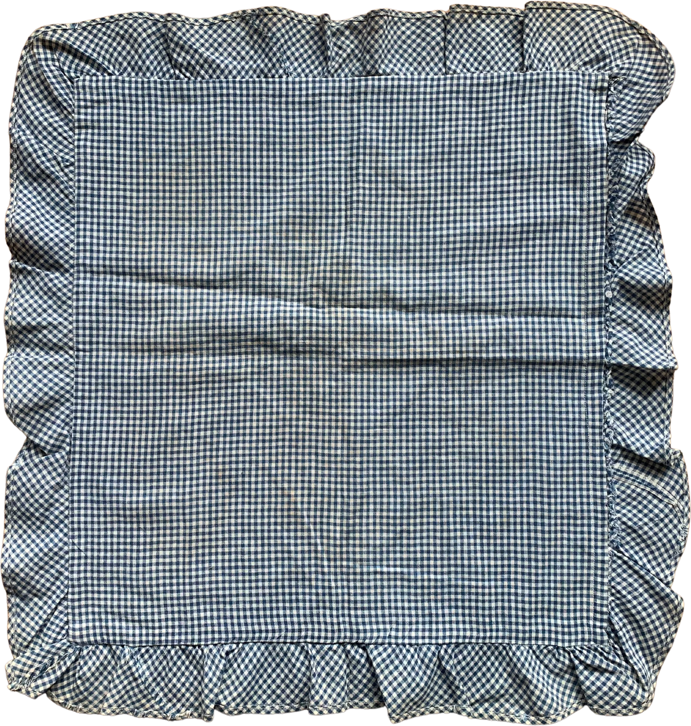 30s Blue White Gingham Embroidered Reindeer Pillow - Image 2