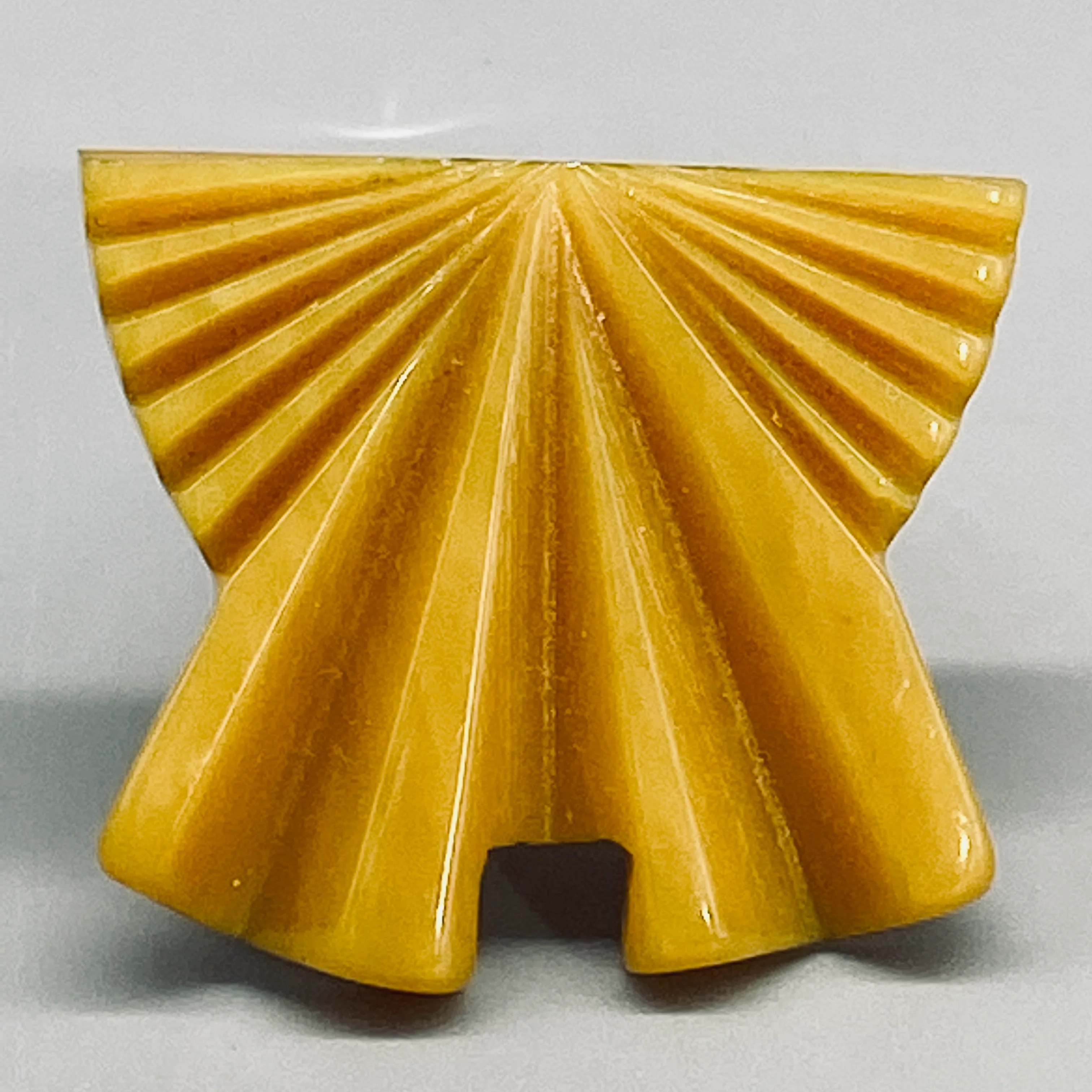 30s Butterscotch Bakelite Dress Clip Art Deco Pin - Image 17