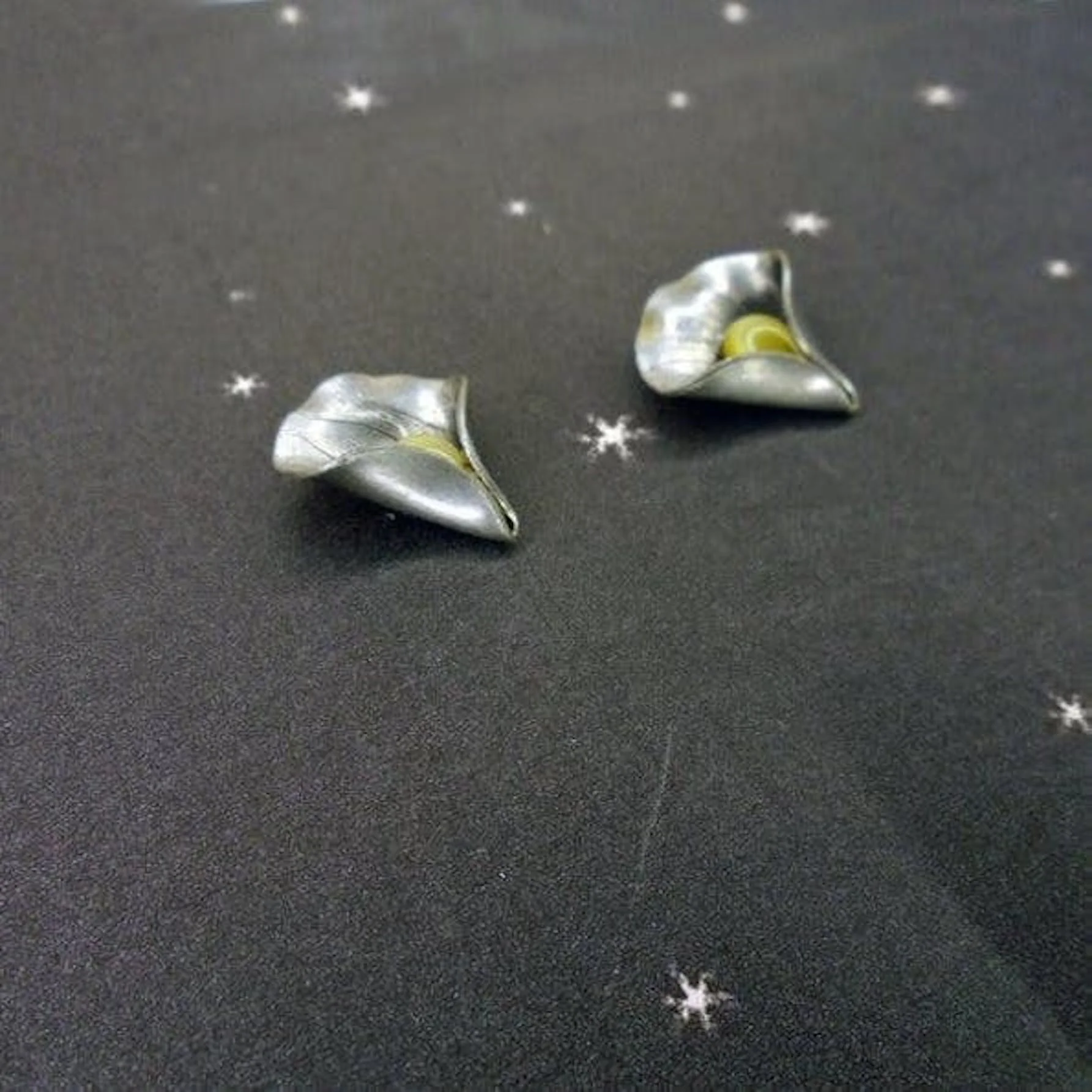 30s Calla Lily Earrings Upcycled Studs - Artisan Made - Image 6