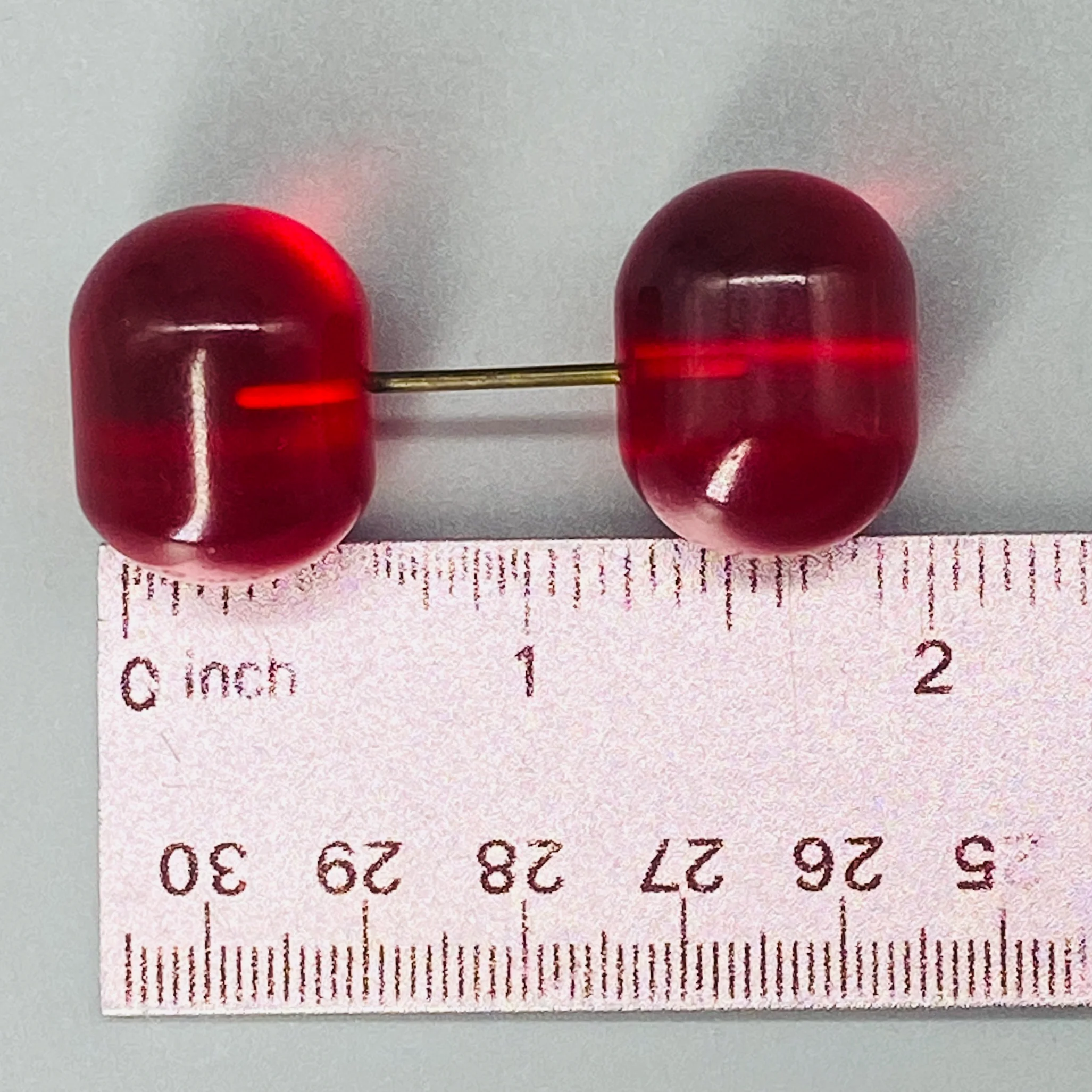 30s Cherry Red Lucite Jabot Pin For Hat Shawl, Lapel - Image 10