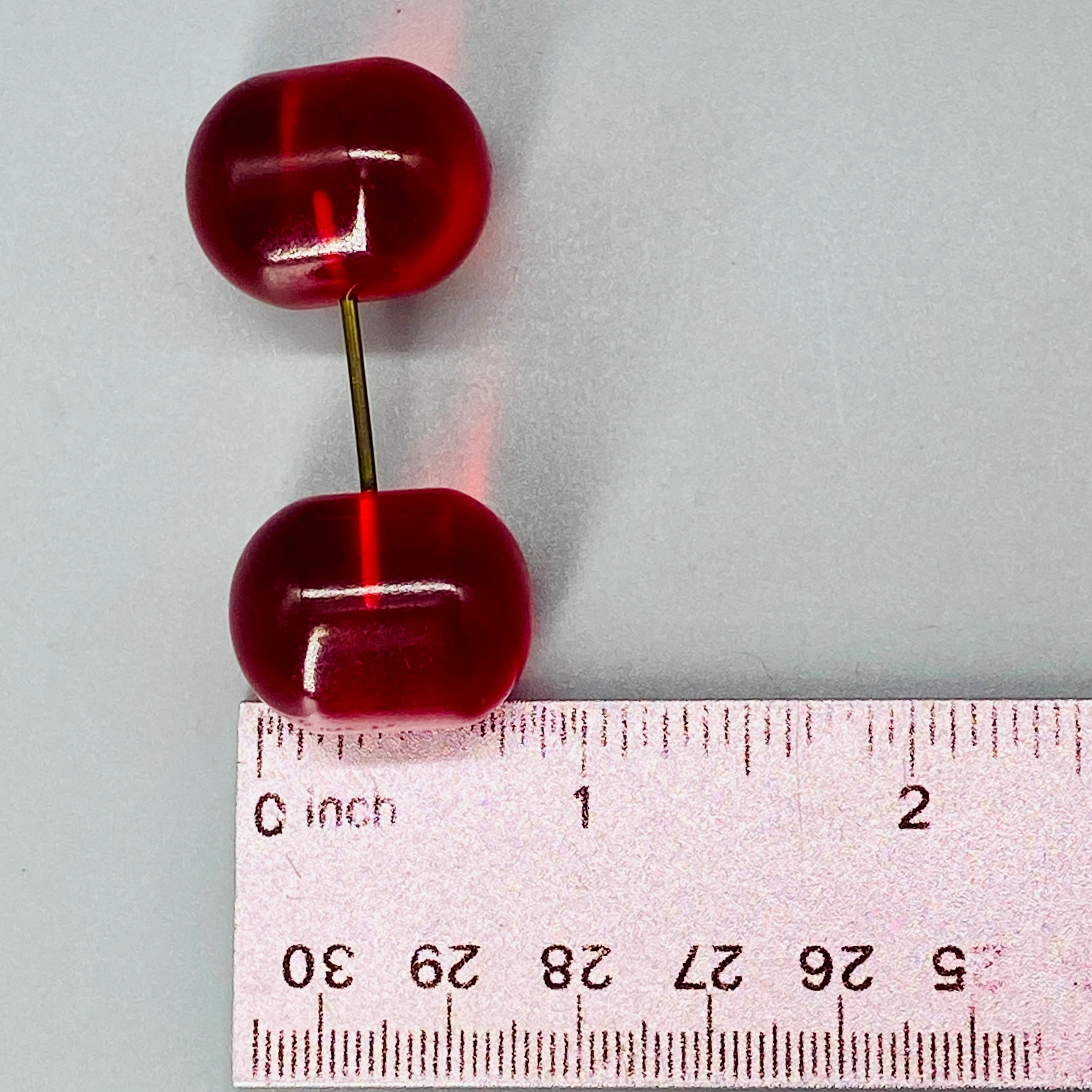 30s Cherry Red Lucite Jabot Pin For Hat Shawl, Lapel - Image 11