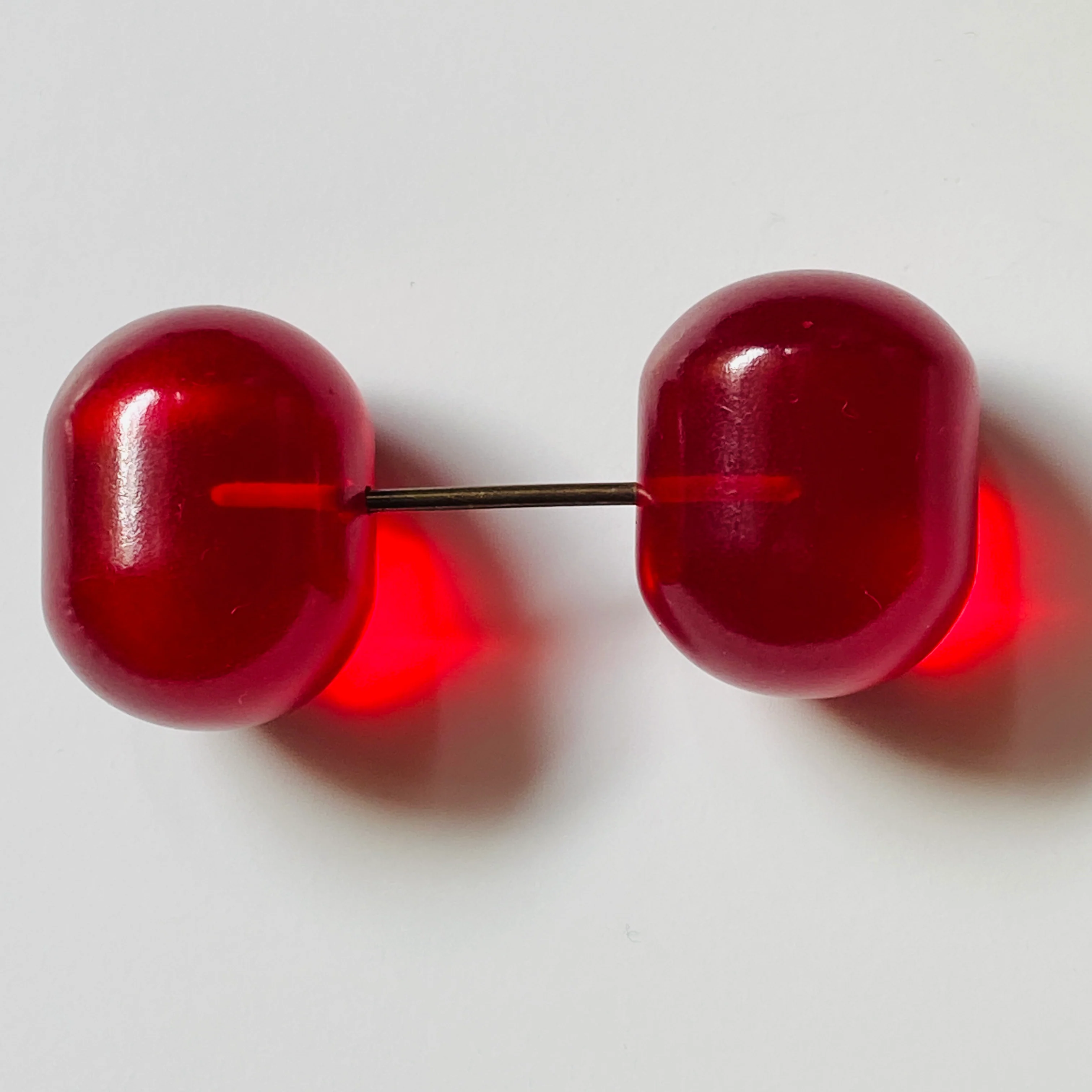 30s Cherry Red Lucite Jabot Pin For Hat Shawl, Lapel - Image 16
