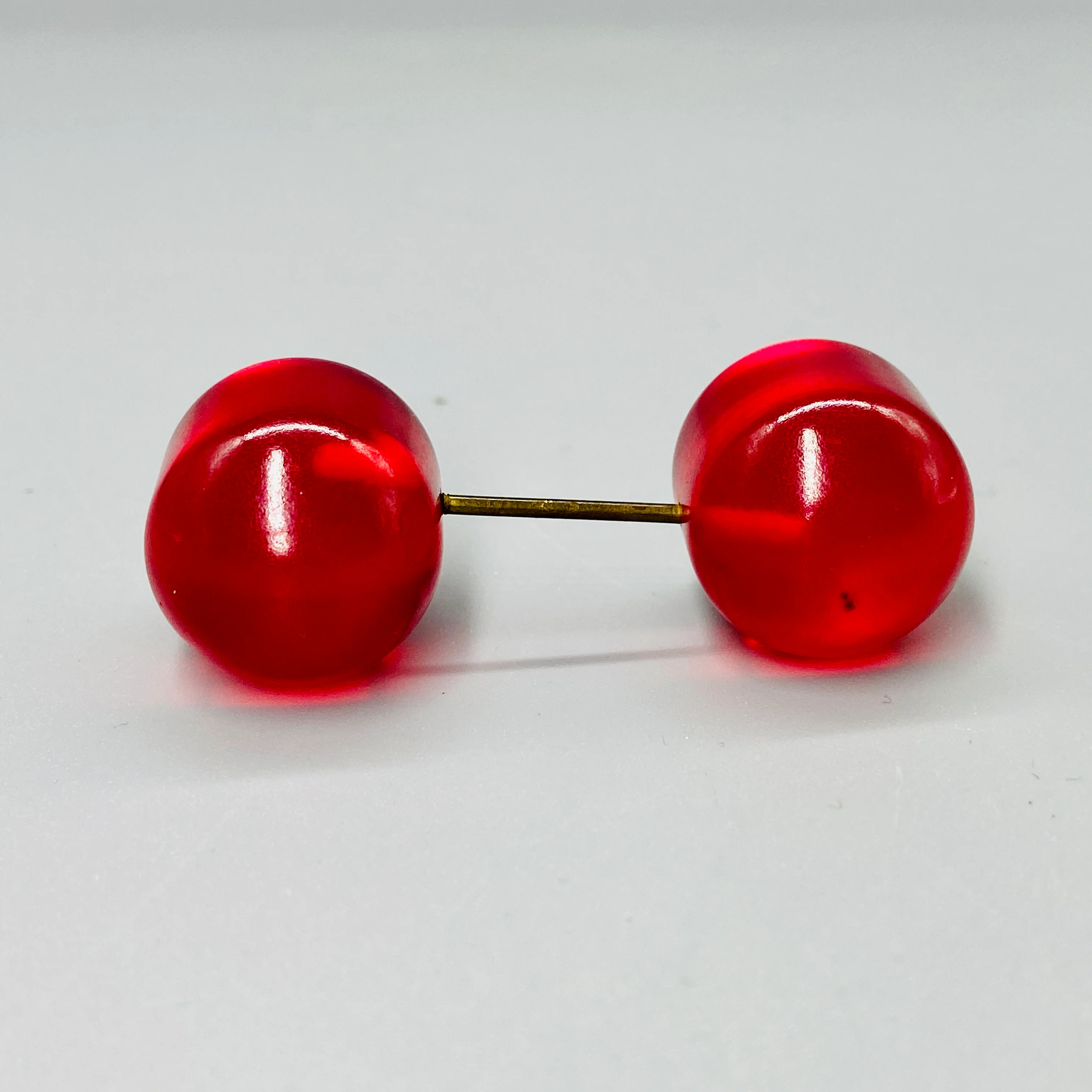 30s Cherry Red Lucite Jabot Pin For Hat Shawl, Lapel - Image 3