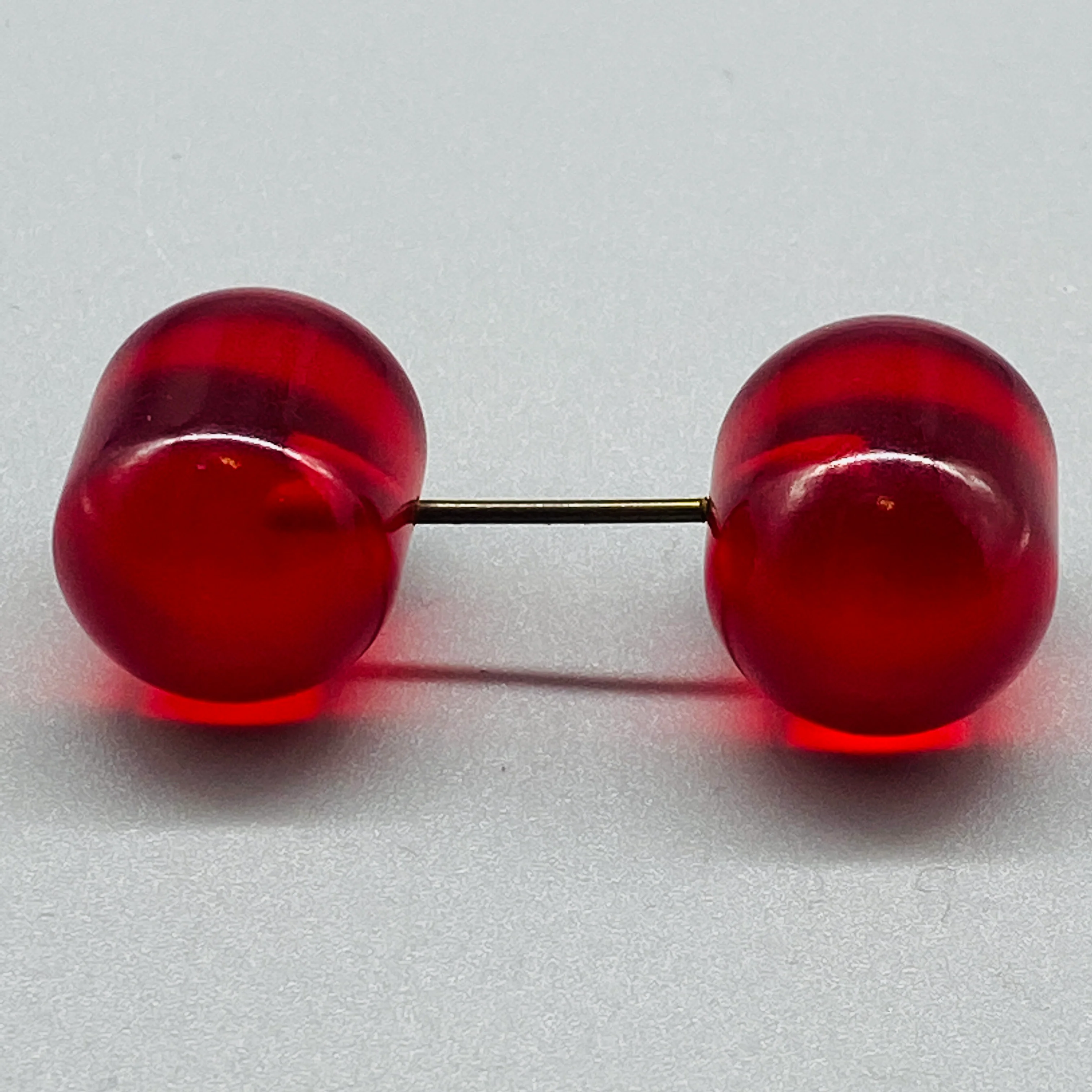 30s Cherry Red Lucite Jabot Pin For Hat Shawl, Lapel - Image 9