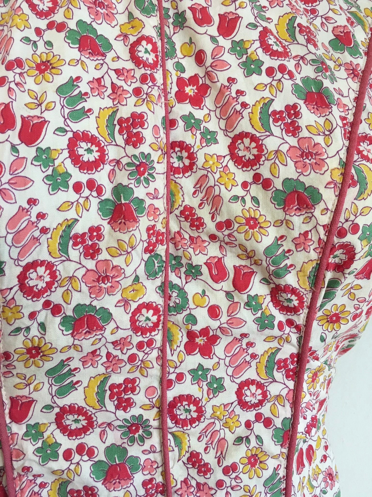30's Cotton Pink Floral House Dress with Tie Back - Image 5