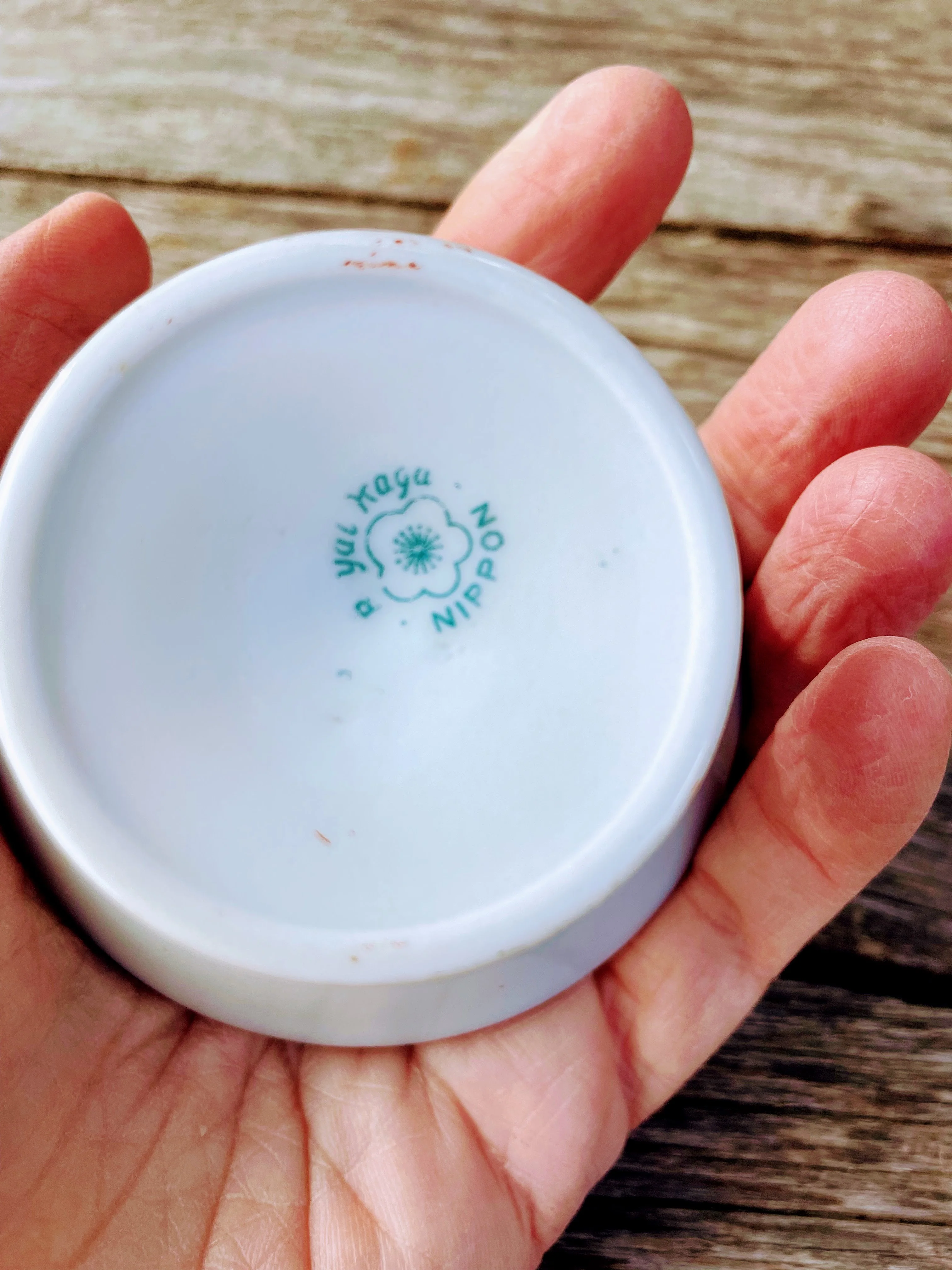 30s Hand Painted Lot Of Small Pedestal Sauce Bowls By Nippon - Image 10