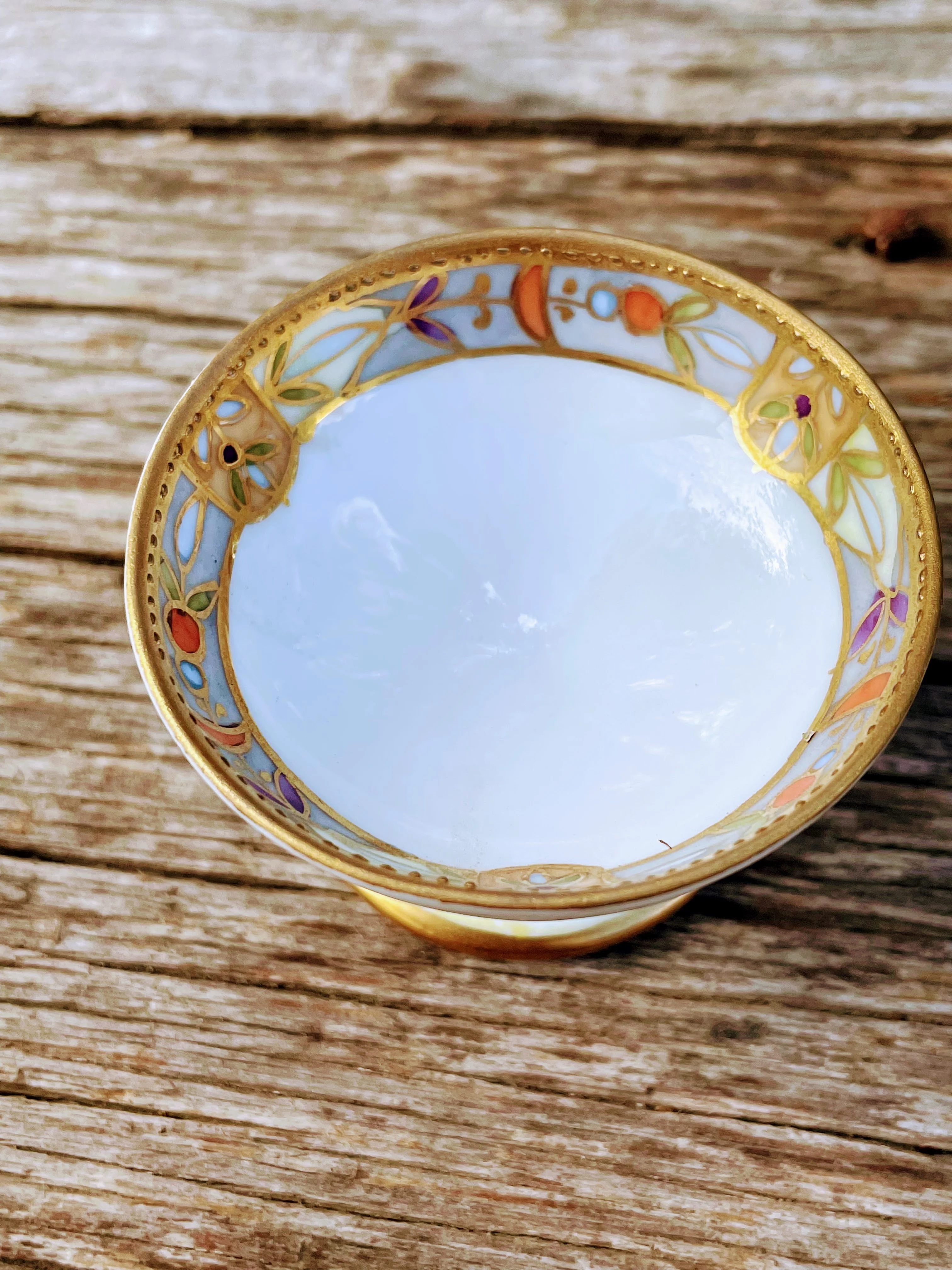 30s Hand Painted Lot Of Small Pedestal Sauce Bowls By Nippon - Image 13