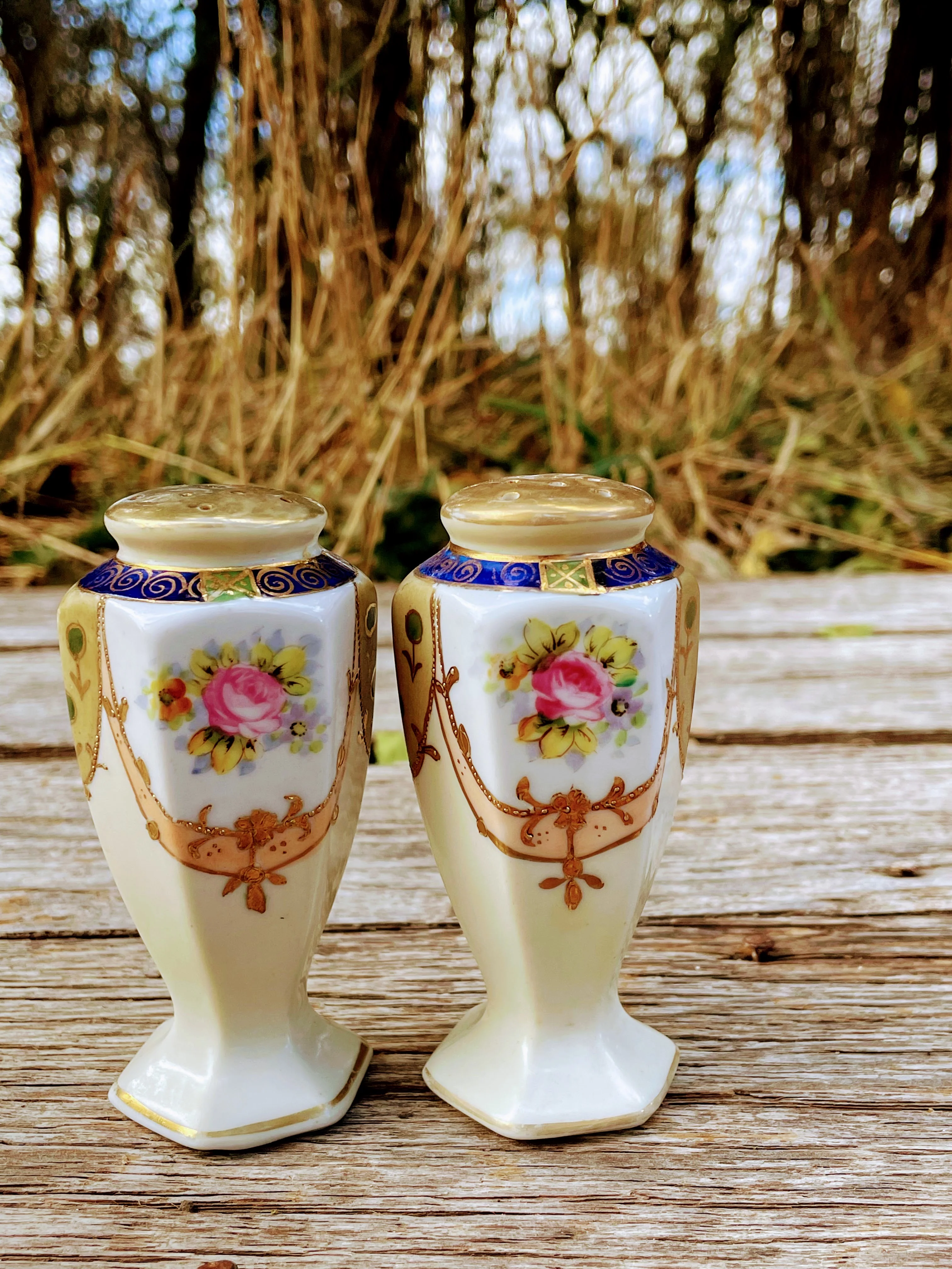30s Hand Painted Nippon Salt And Pepper Shakers Roses By Nippon - Image 4